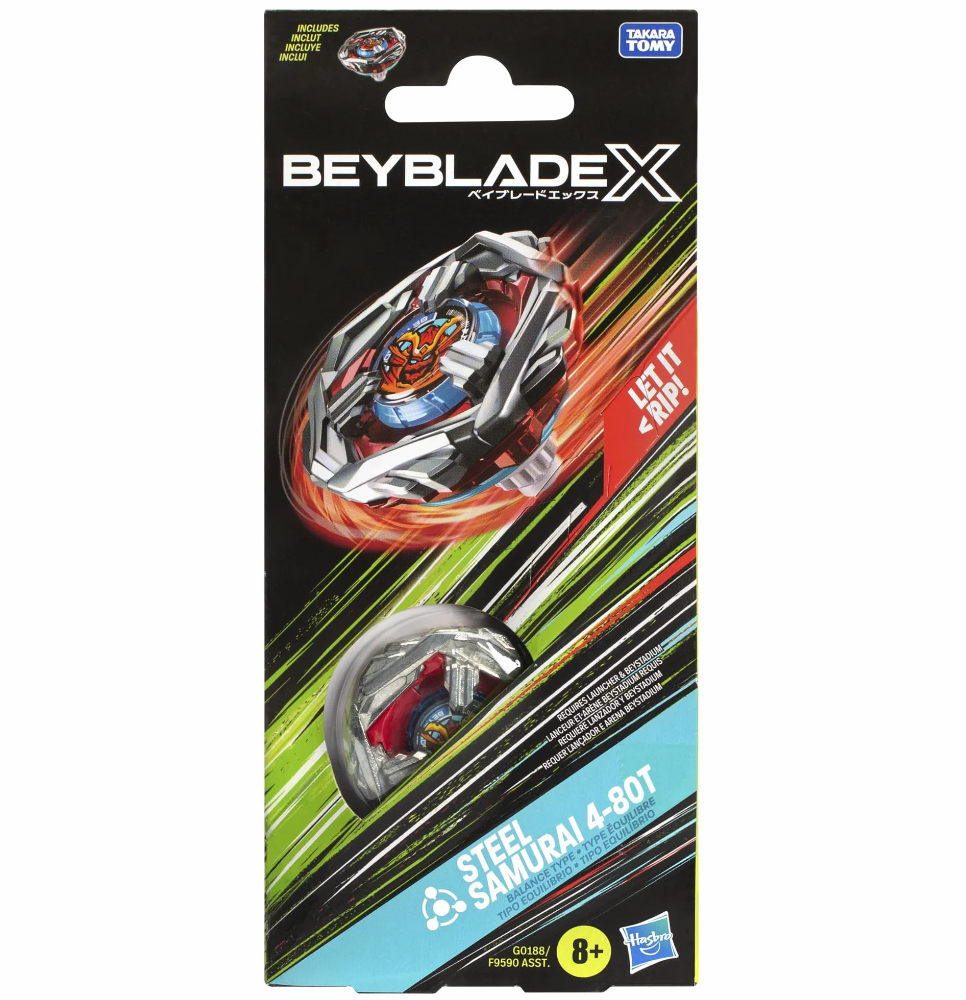 Beyblade X Booster Pack - G0188 - Stalowy bączek Samurai 4-80T