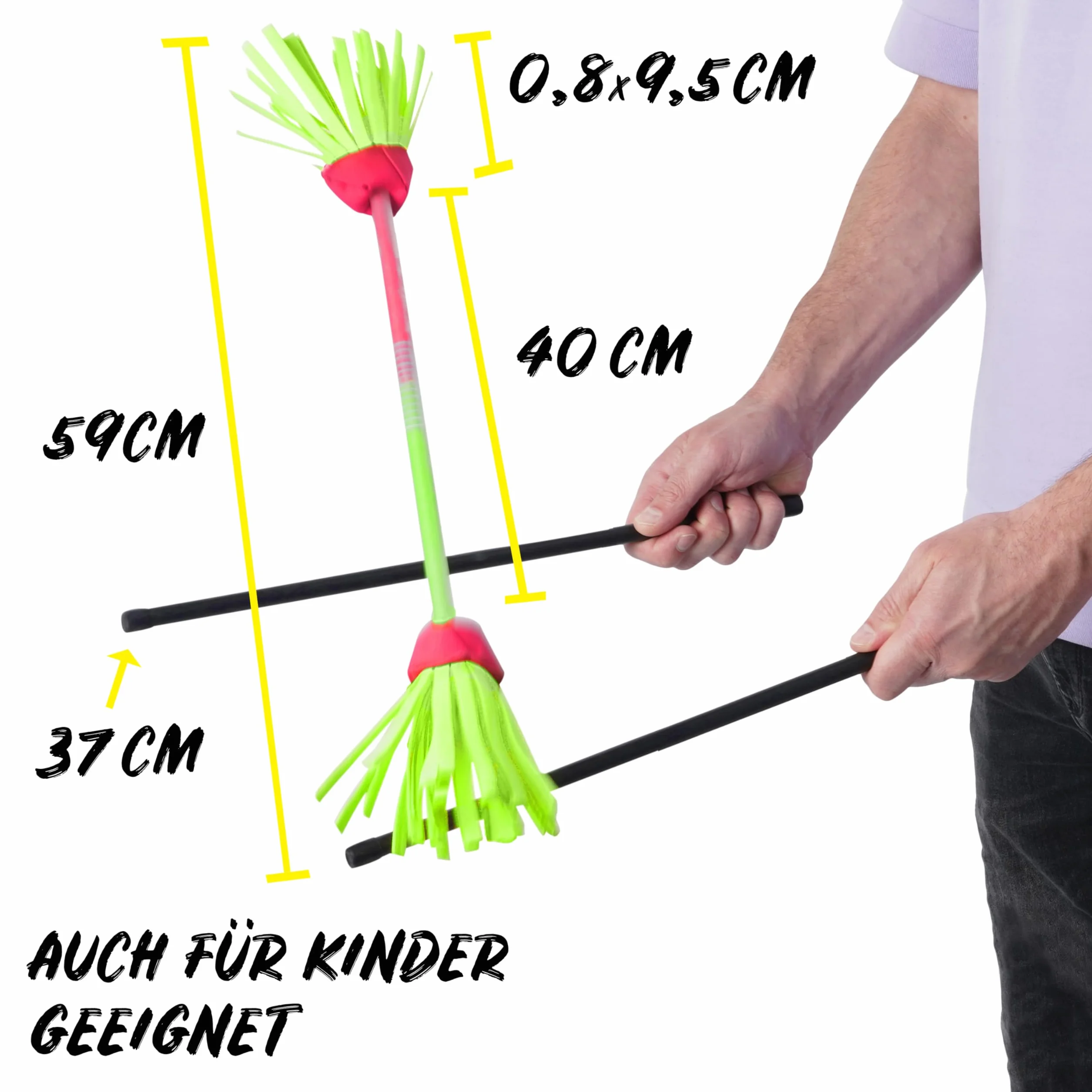 Diabolo Freizeitsport Flowerstick Pro Short (zielono-różowy) – krótki kij kwiatowy z włókna szklanego, w zestawie 2 pałeczki, reaktywne UV, ręcznie malowane, przyciąga wzrok, idealny dla