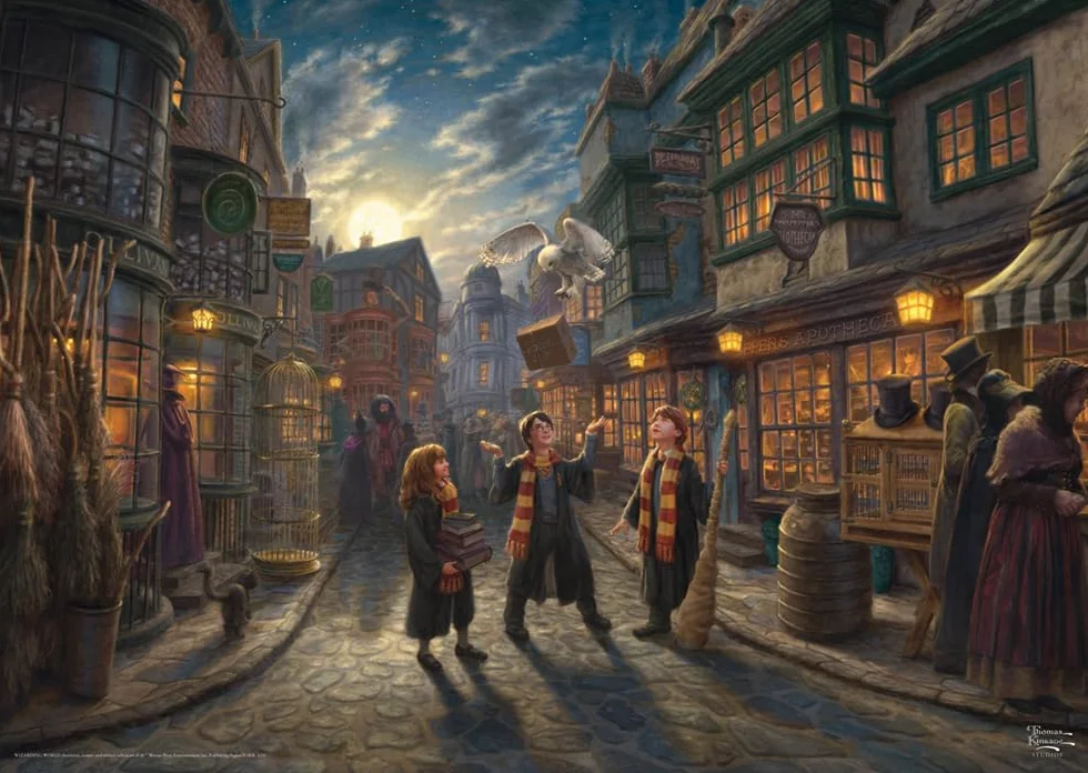 Schmidt Spiele 58548 Wizarding World, Harry Potter, Diagon Alley, Thomas Kinkade, puzzle, 1000 elementów, wielokolorowe