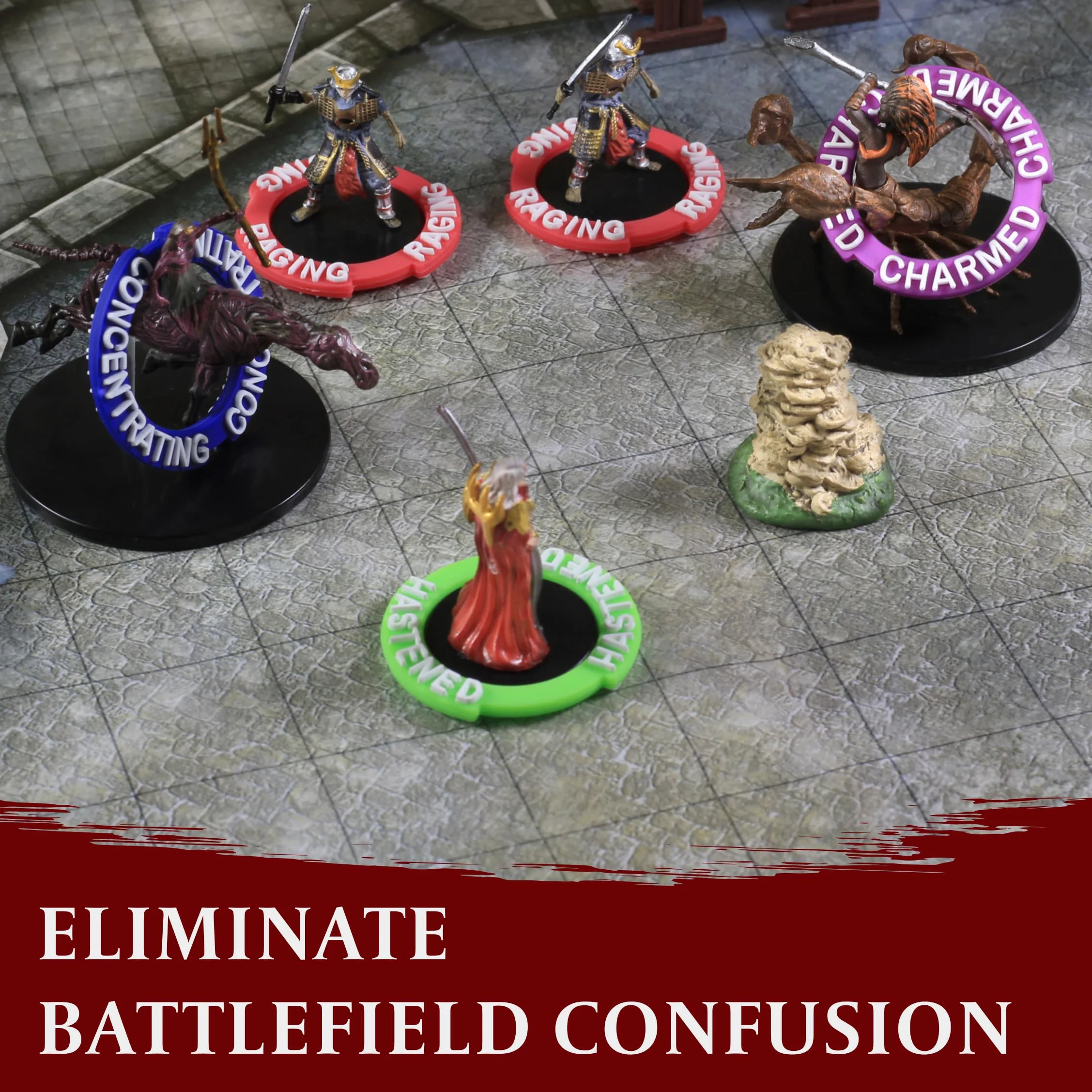 Znaczniki Stanu Figurek DND — 96 Condition Rings/Pierścieni do Oznaczania 24 Różnych Efektów i Zaklęć dla Figurek RPG Takich jak Dungeons & Dragons 5 i Pathfinder Prezenty DnD i Akcesoria D&D Tokeny
