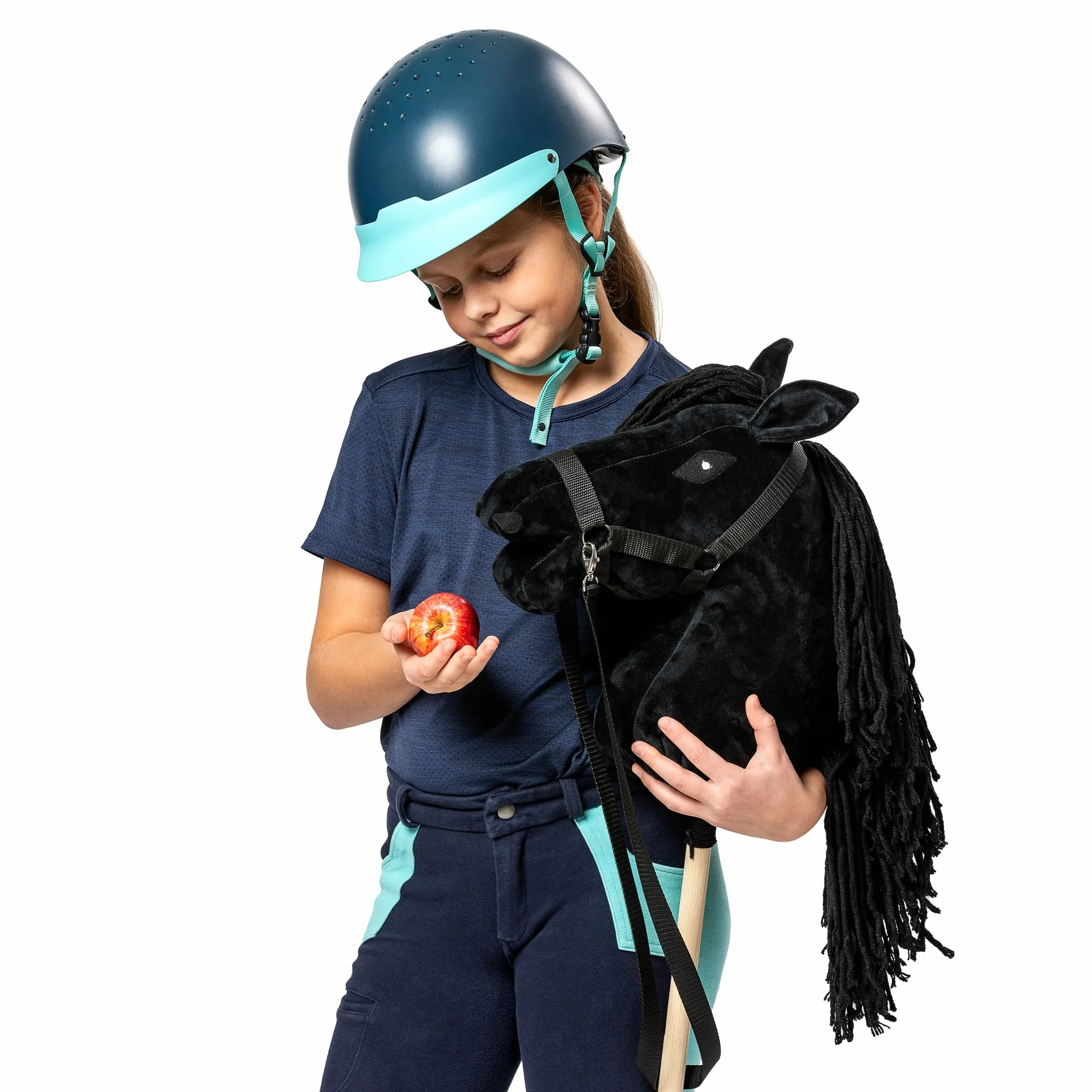 SKIPPI Hobby Horse, Czarny Koń na Kiju, Konik na Patyku, Duży A3, Kantar i Wodze w Zestawie, Hobby Horsing, prezent dla Dziewczynki, dla Dziecka