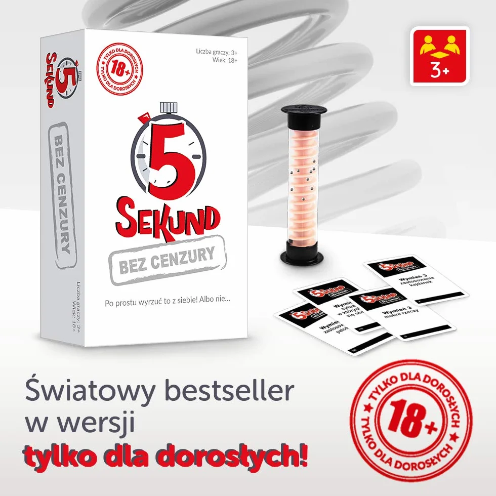 Trefl, 5 Sekund Bez Cenzury, Dynamiczna Gra Dla Dorosłych, Karty z Pytaniami, Czasomierz, Zabawne Pytania, Towarzyskie Spotkanie, Integracja, Impreza, Gra dla Osób od 18 Lat