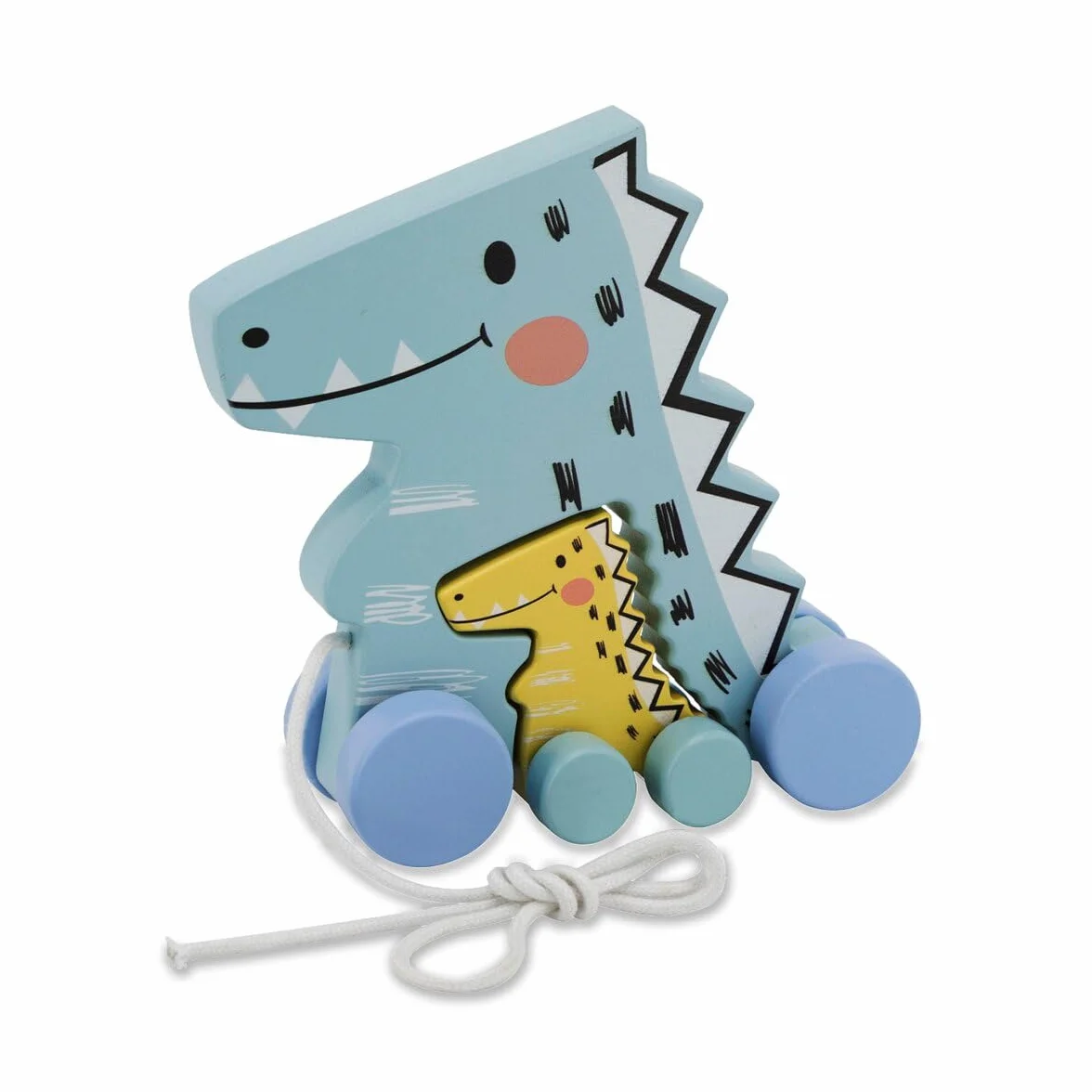 Jamara 460877 drewniana zabawka – kidiwood dinozaur do ciągnięcia dinozaury, 2-częściowy zestaw różnych możliwości wtykowych, wspomaga zdolności motoryczne