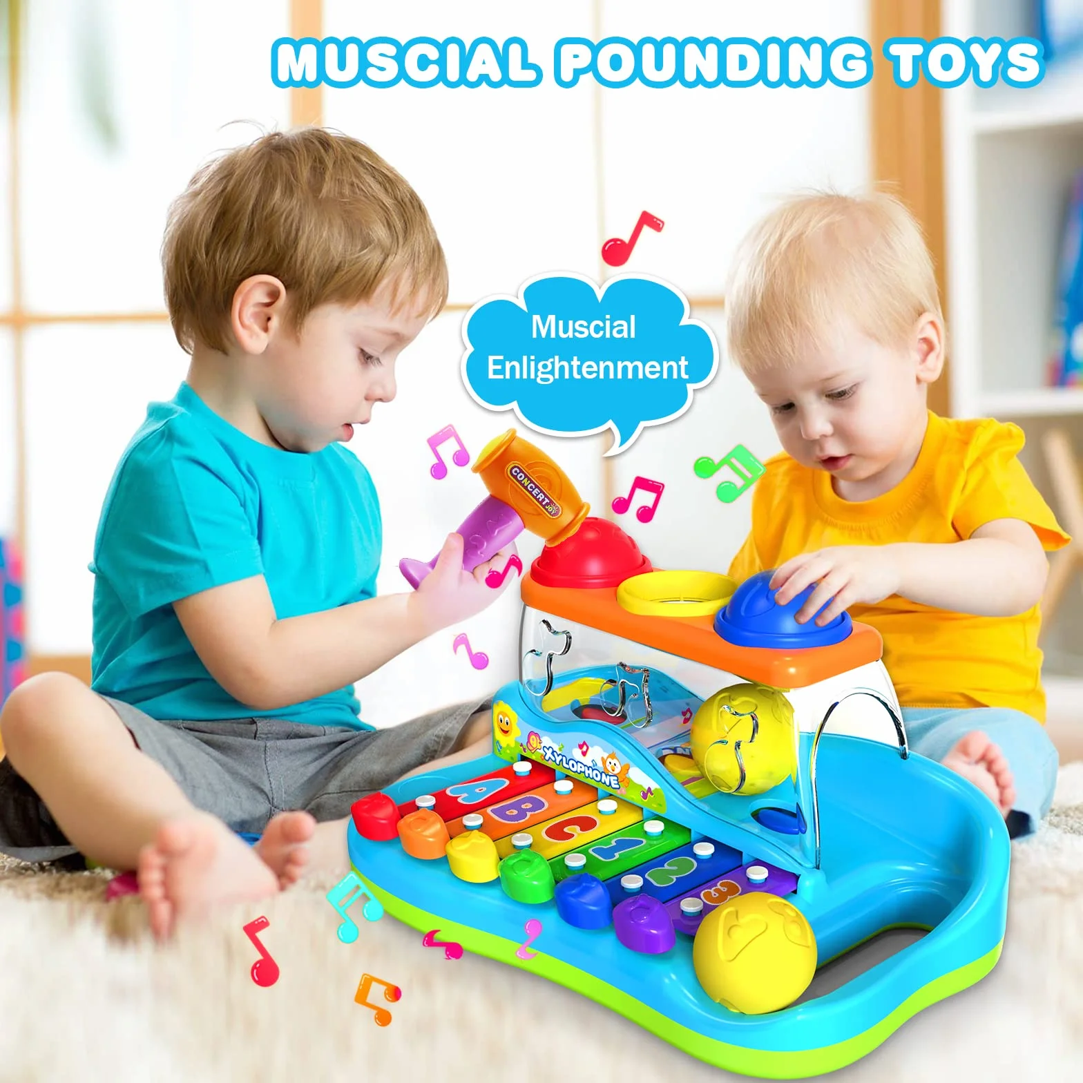 GoStock Musikspielzeug für 1-2-3 Jahre alte Babys Licht-Xylophon-Musikinstrument Spielzeug-Keyboard für Kinder Geschenk für Jungen und Mädchen