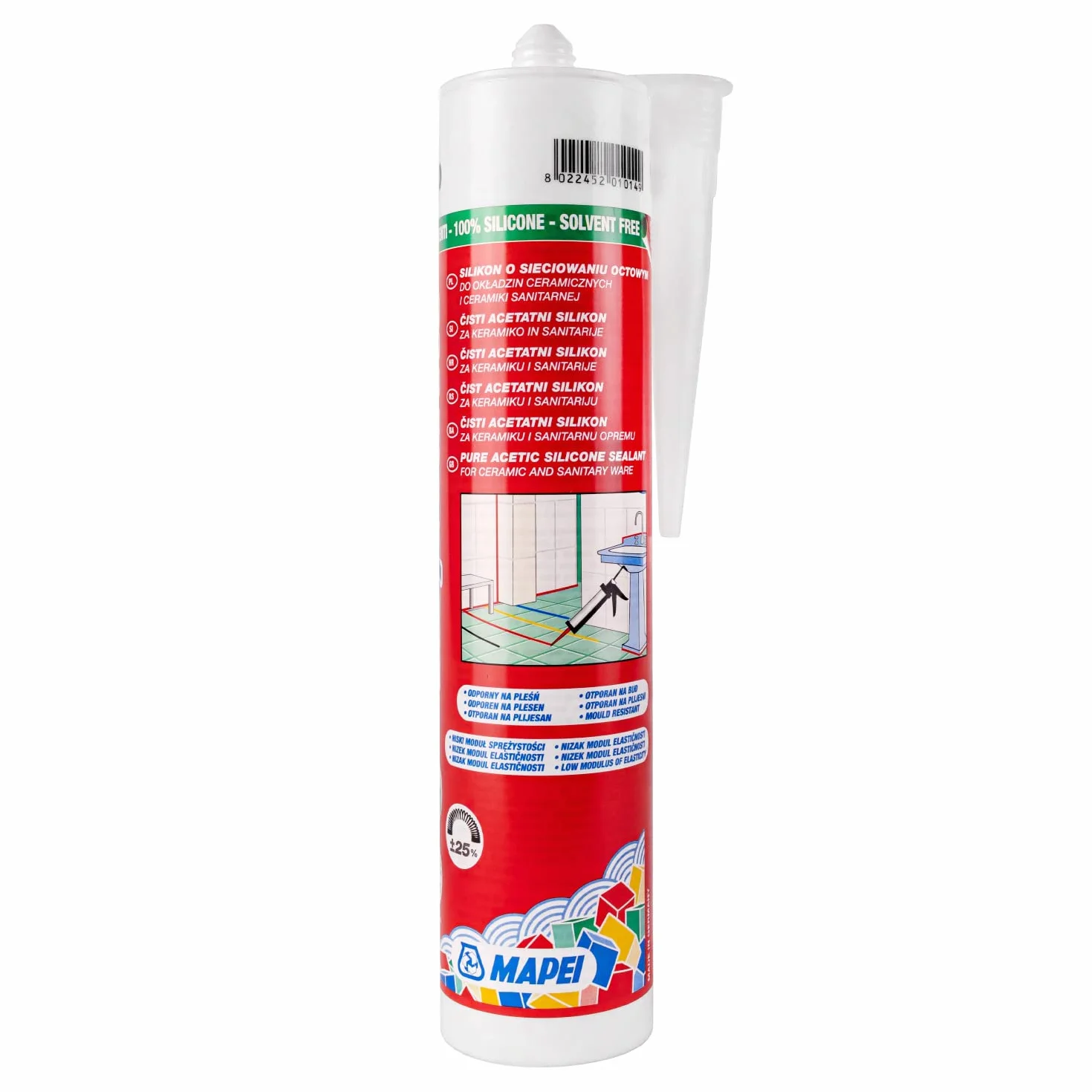 MAPEI Mapesil AC 310ml - kolor 125 Zamkowy Szary - wodoodporny elastyczny silikon uszczelniający