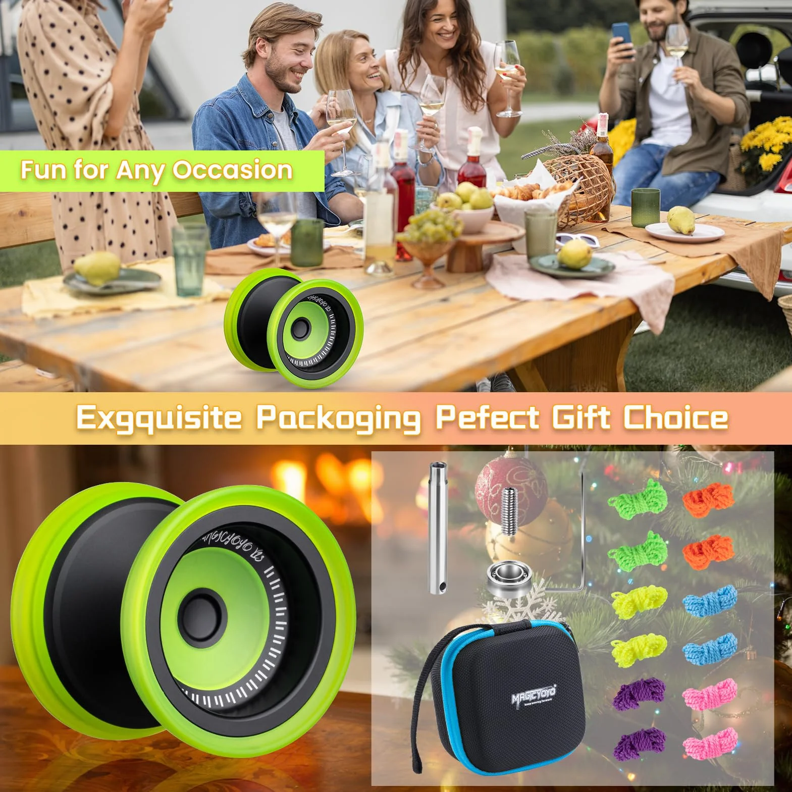 MAGICYOYO JoJo V13 Profi Finger Spin Yoyo, metal + PC Hybrid Design, podwójny tryb do responsywnego Yo Yo i nieresponsywnej gry Jo Jo, Trick JoJo, idealny dla początkujących i zaawansowanych