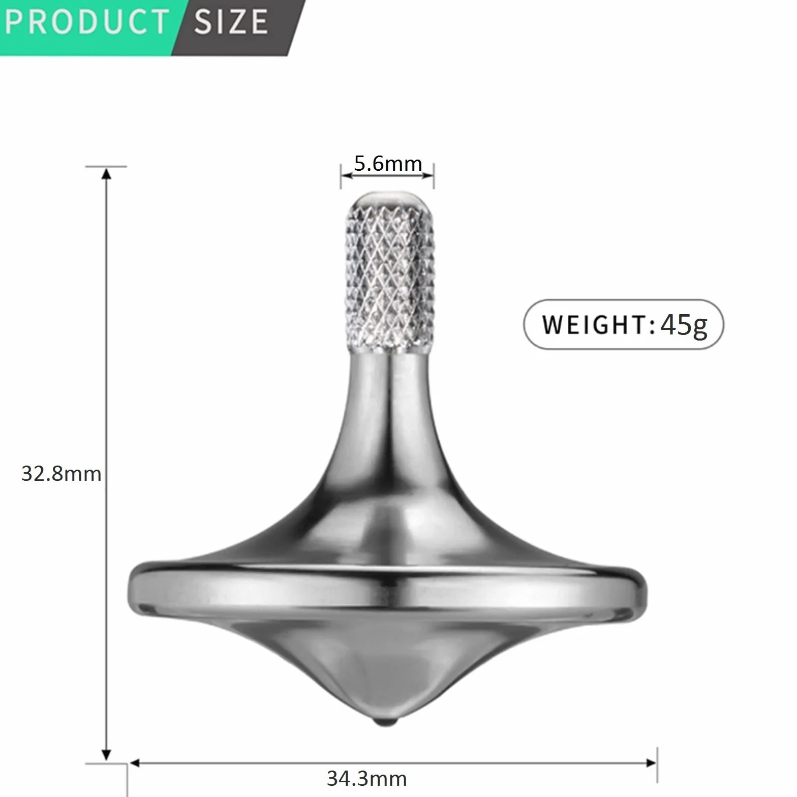 Precyzyjny metalowy bączek zabawka spinning top, płynne wirowanie przez długi czas, najlepszy czas wirowania w 8 minut, idealna równowaga Dobrze wykonane zabawki EDC (Srebrny)