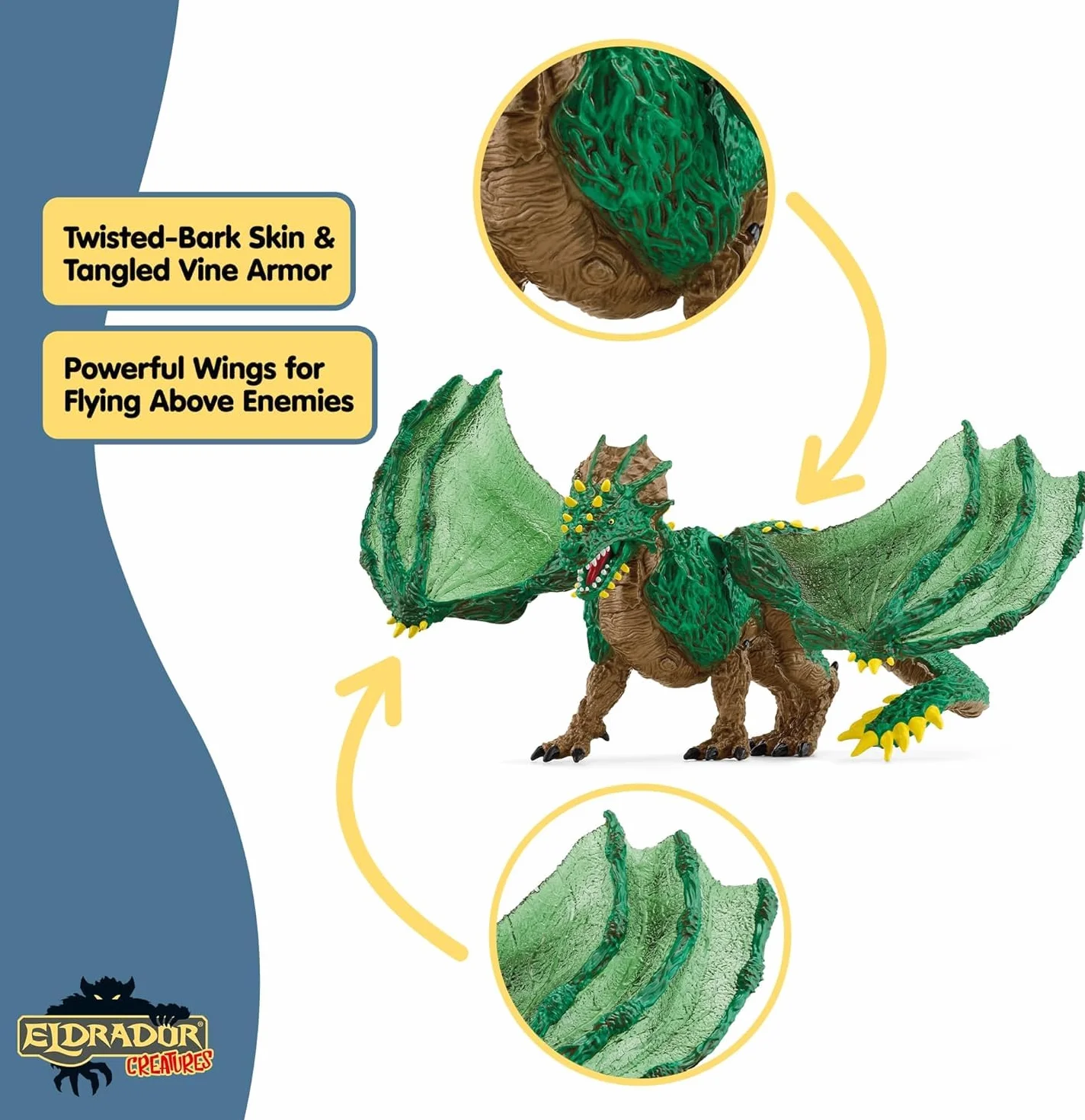 schleich ELDRADOR CREATURES | Smok dżungli 70791 | Szczegółowa figurka potwora z ruchomymi skrzydłami | świetny prezent dla dzieci od 7 lat | 28 x 17 x 11 cm