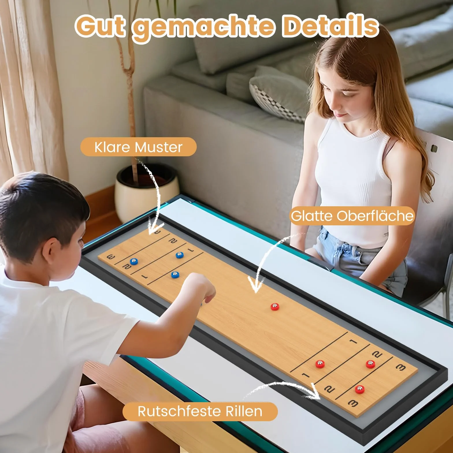COSTWAY Shuffleboard & Curling Gra Planszowa 114x32 cm Drewniana Przenośna