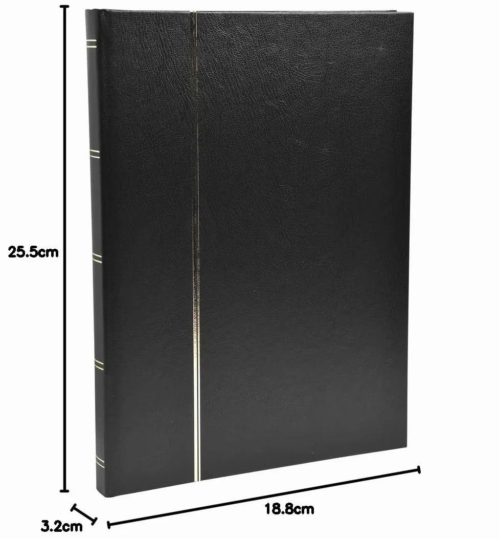 Exacompta 21141E Premium klaser na znaczki, 32 czarne strony, półskórzana okładka, album do przechowywania znaczków czarny