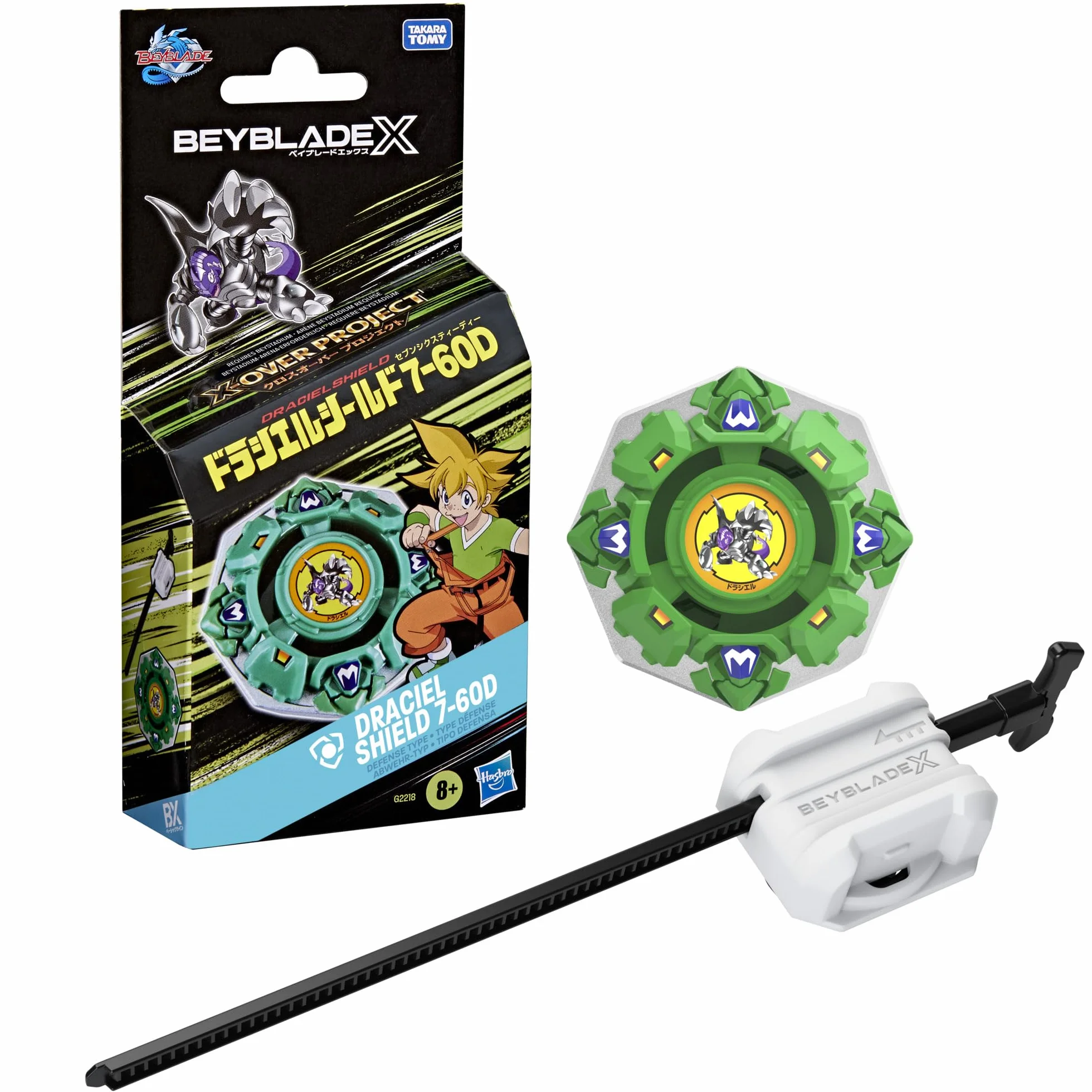 Takara Tomy Beyblade X X-Over Project Draciel Shield 7-60D bączek defensywa z wyrzutnią