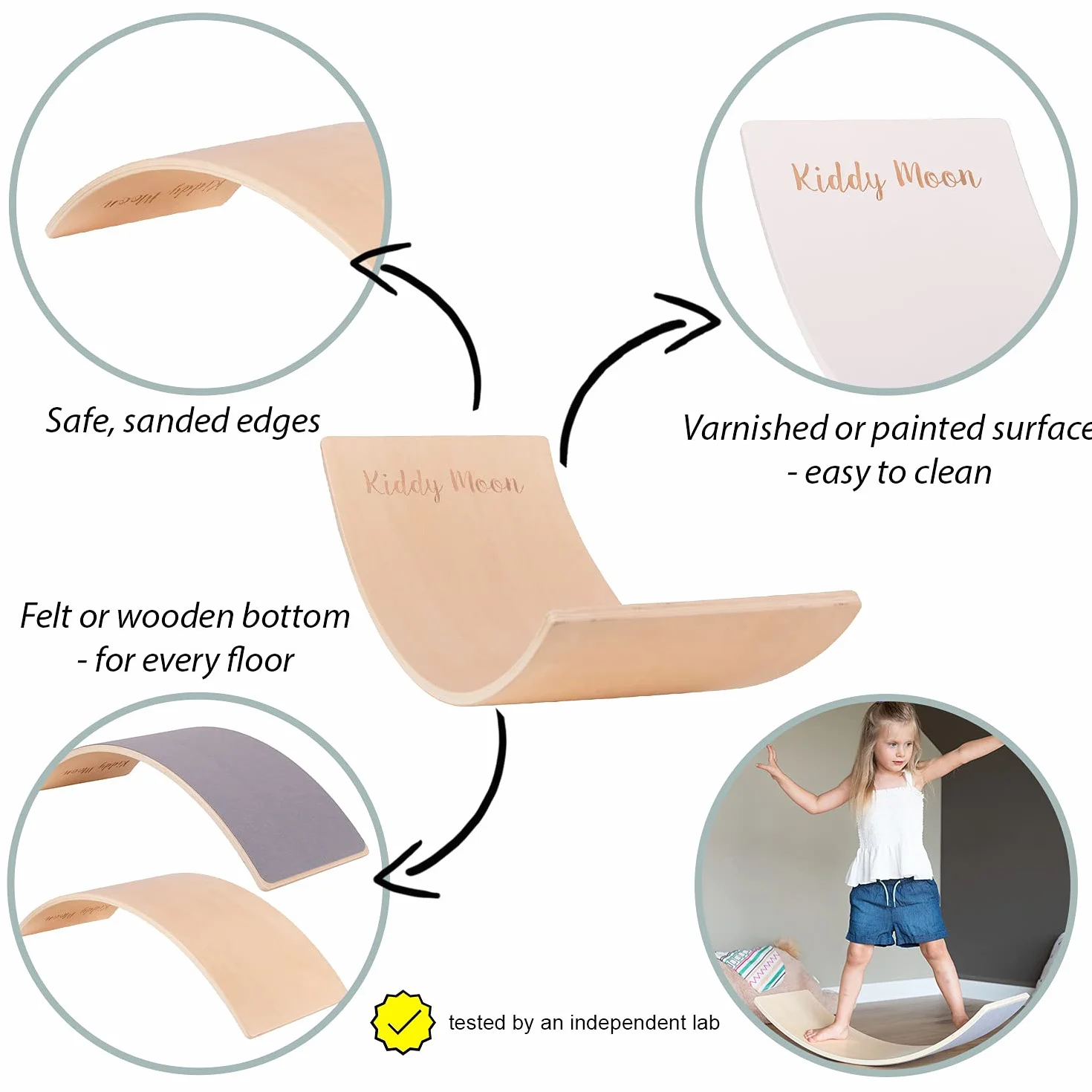 KiddyMoon Drewniana Deska Balansująca Balance Board Dla Dzieci