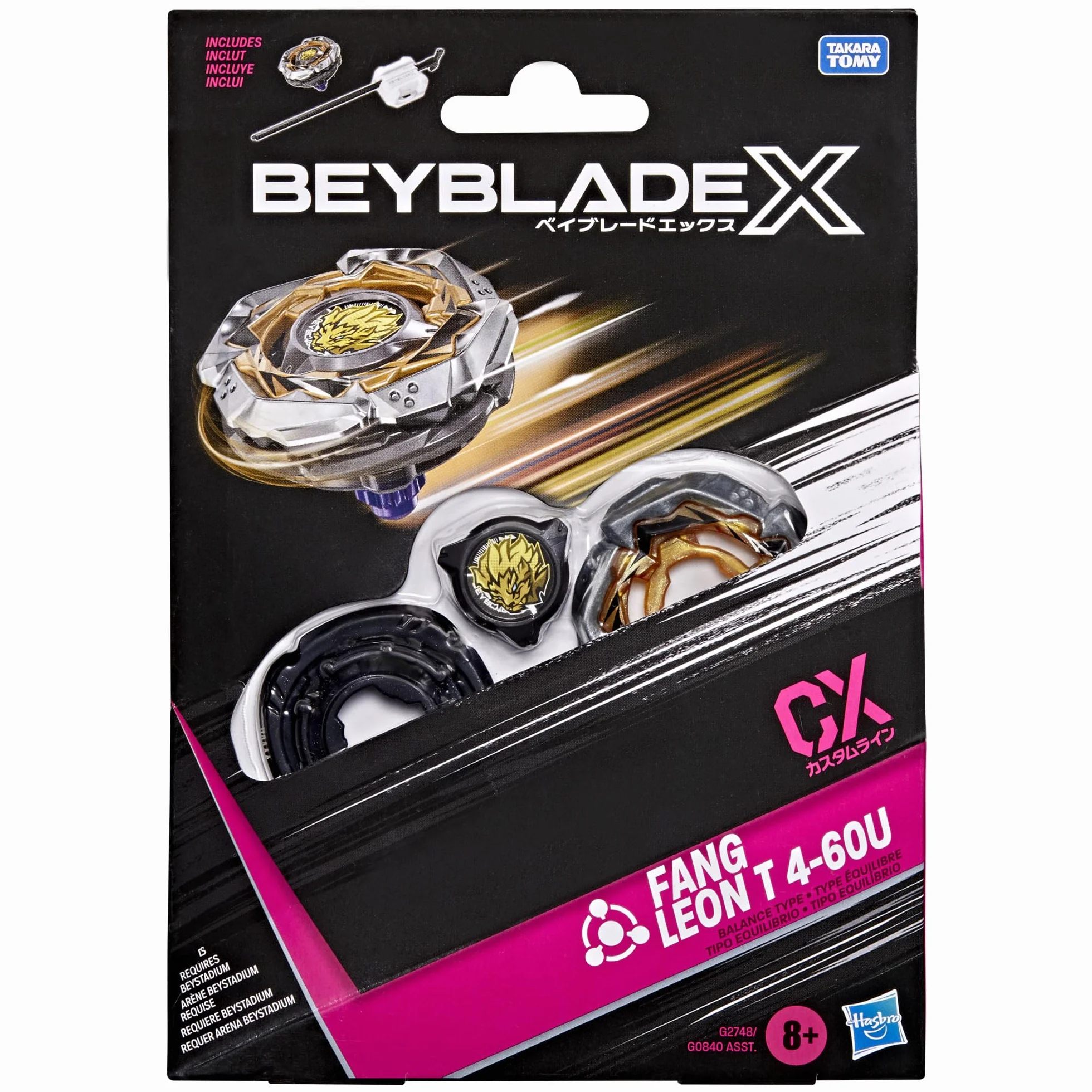 Pakiet startowy Beyblade X Fang Leon T 4-60U CX, bączek i wyrzutnia