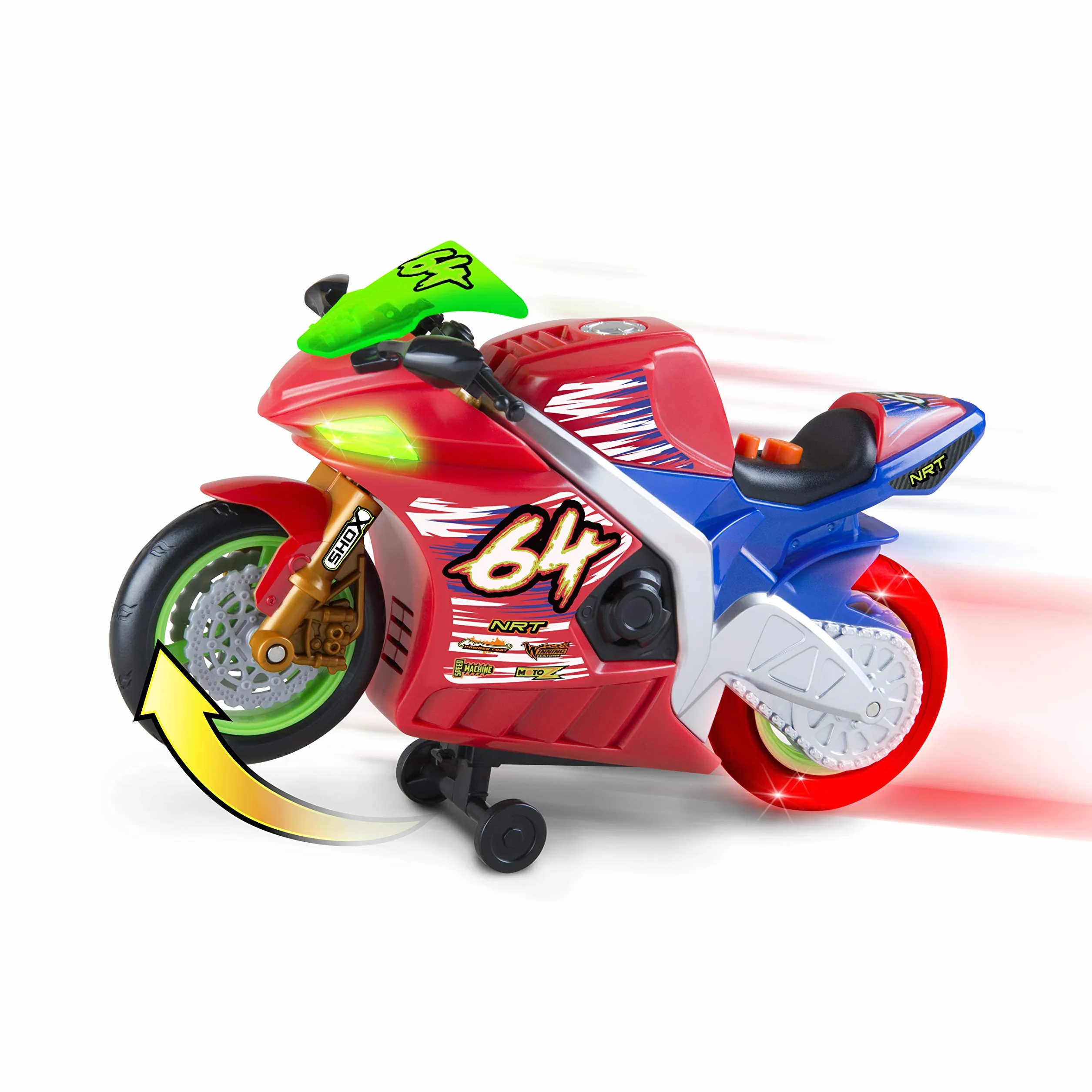 Nikko 20031 Road Rippers Wheelie motocykl wyścigowy porusza się po naciśnięciu przycisku, przednie koło unosi się, świecące koła, efekty świetlne i dźwiękowe, łącznie z bateriami, dla dzieci od 3 lat,