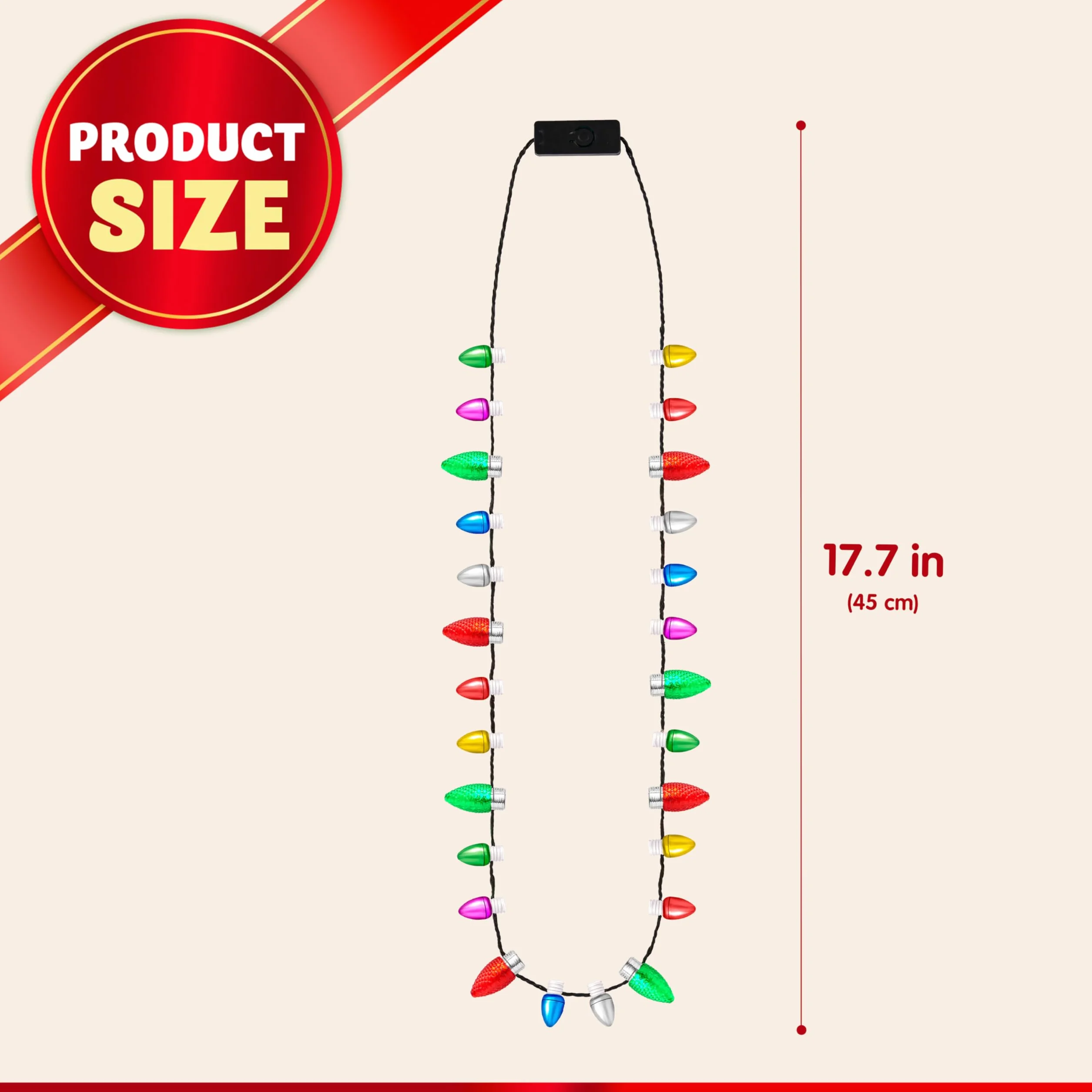 JOYIN Świąteczny mini naszyjnik z żarówkami LED, 4 sztuki, z 26 perłami i 8 świecącymi koralikami z 3 trybami oświetlenia, świecące naszyjniki na Boże Narodzenie (4 sztuki)