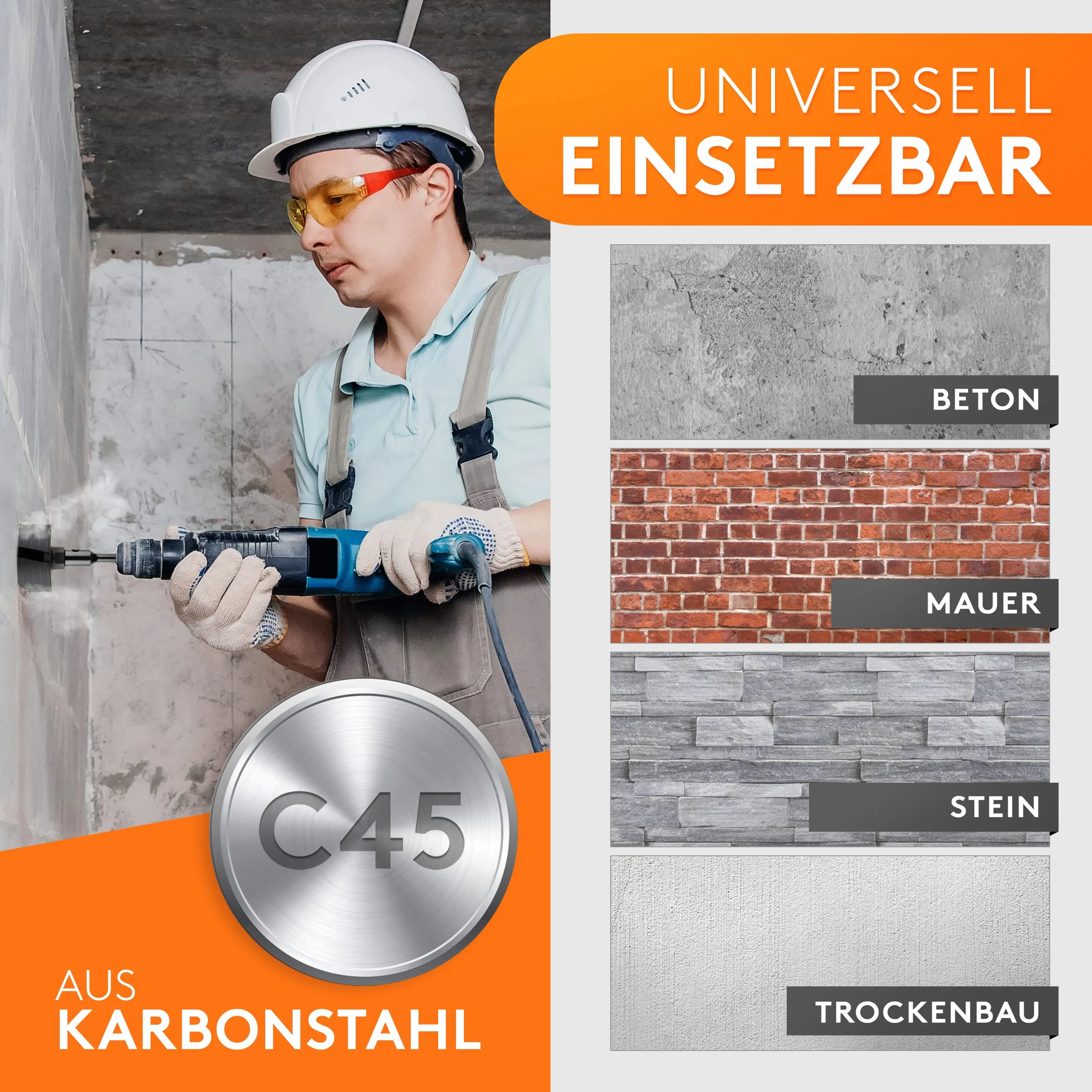 WERKTAL - Korona wiertnicza 82mm SDS Plus [5 XXL węglików] - Wiertło do puszek podtynkowych i gniazdek w murze, kamieniu, betonie, suficie - Korona wiertnicza do gniazdka z 5 workami antykurzowymi