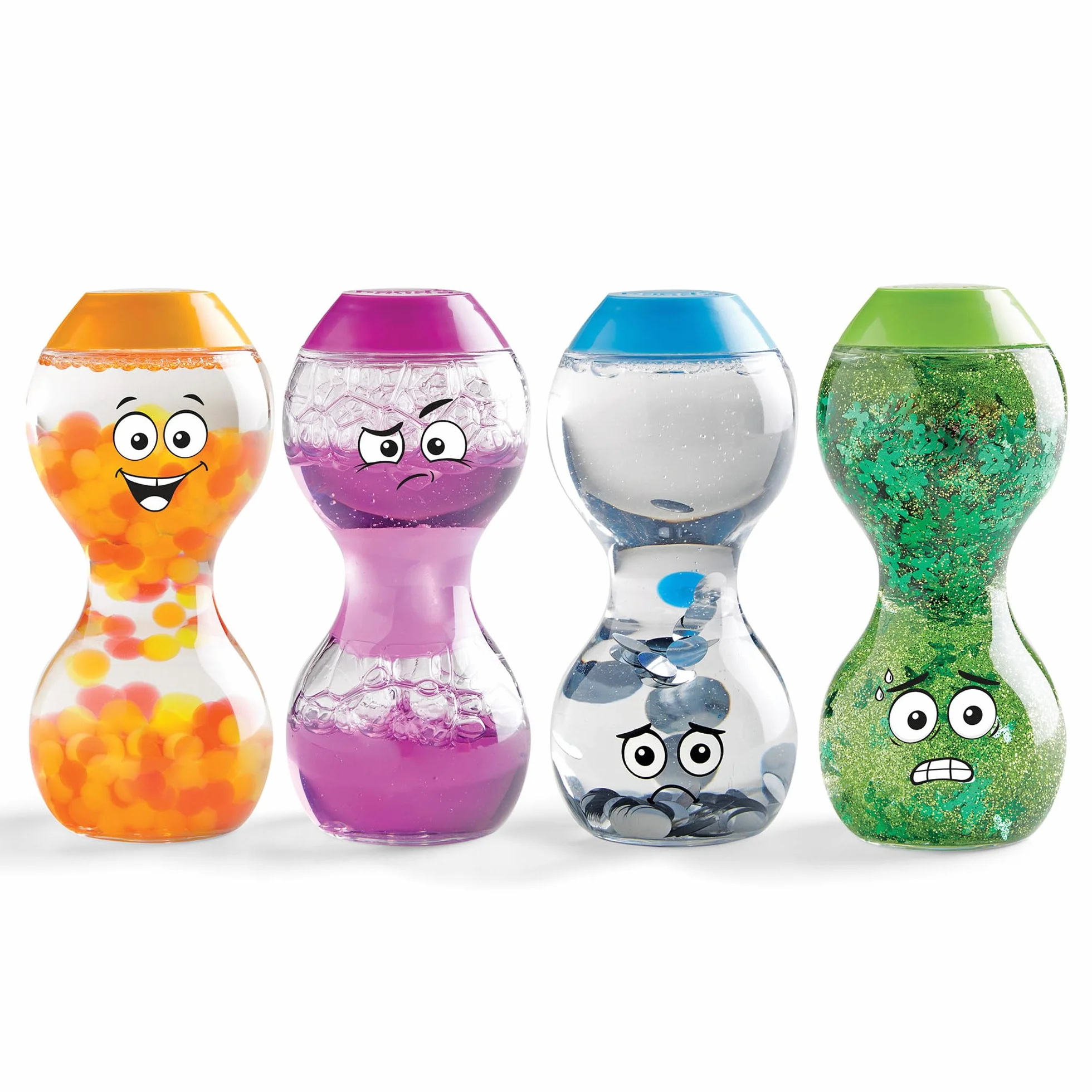Learning Resources – Tuby sensoryczne „Express Your Feelings”, Podekscytowanie, Niecierpliwość, Samotność, Zdenerwowanie, Dzieci 3+, Zabawki do rozpoznawania emocji, Zabawki do ściskania
