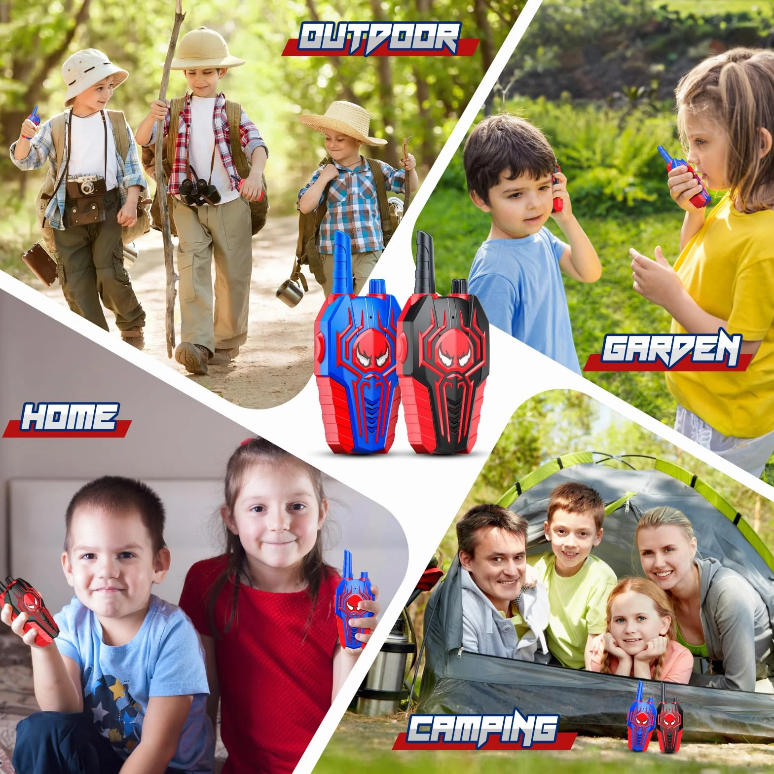Spider Walkie Talkie zabawka dla dzieci od 3-10 lat, chłopców, kolor czarny + niebieski