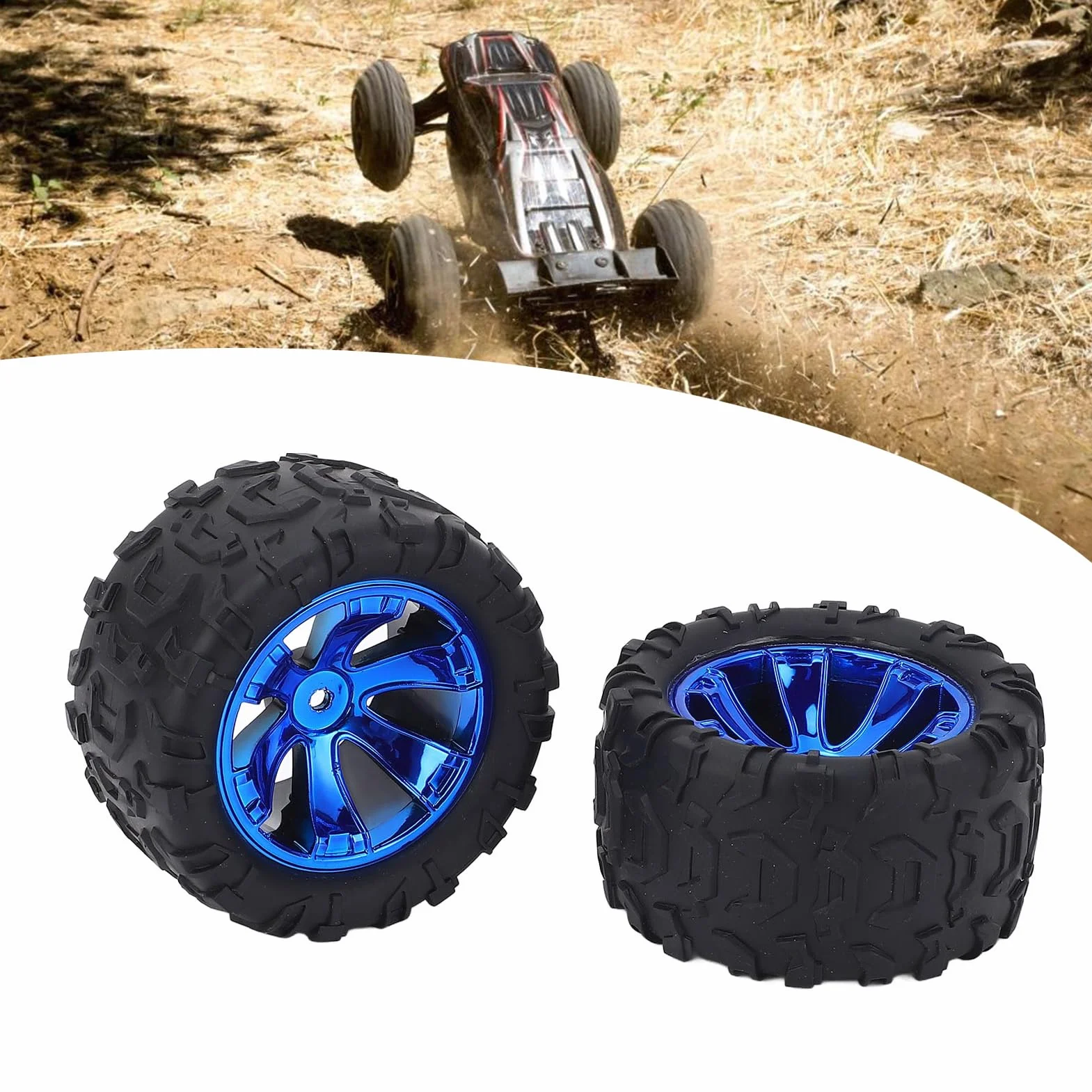 2PCS RC Koło Opony, Gumowe Opony Oponowe Plastikowe Piasty kół Odporne na Zamiennik Opony dla 1:12 RC Car 144018 3000