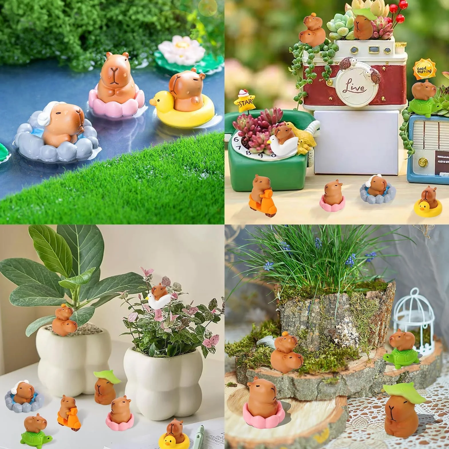 Capybara zestaw 13 figurek Capybara na urodziny, do dekoracji tortu, Capybara, słodki zestaw zabawek Kapibara, do ogrodu wróżek, dekoracja domu, Capybara, miniaturki domku dla lalek, mini twarda