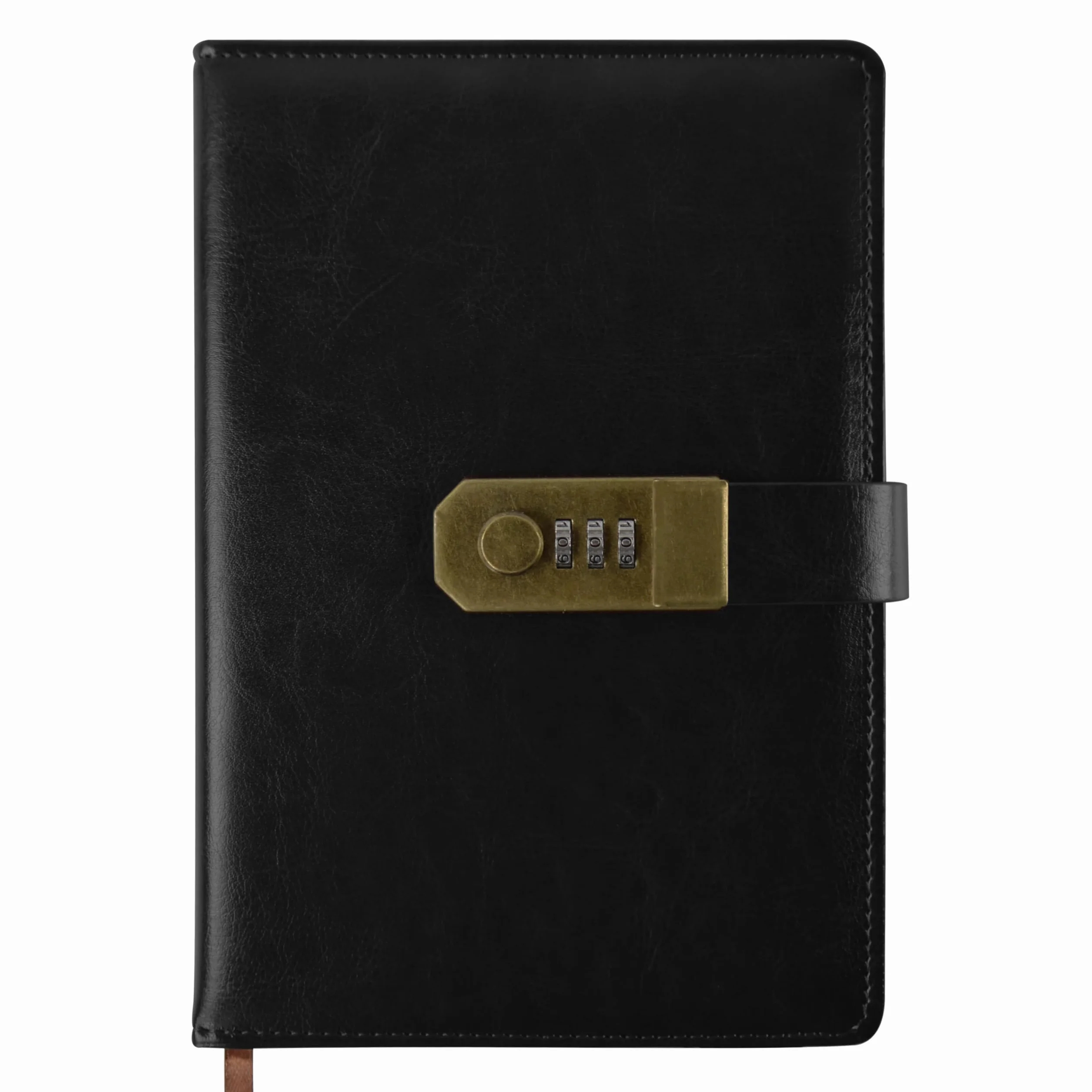 Diary with Lock, A5 PU Leather Diary with Code 200 Pages, 100Gsm Paper, Vintage Reading Journal Diary with Lock for Women & Men, (Czarny)