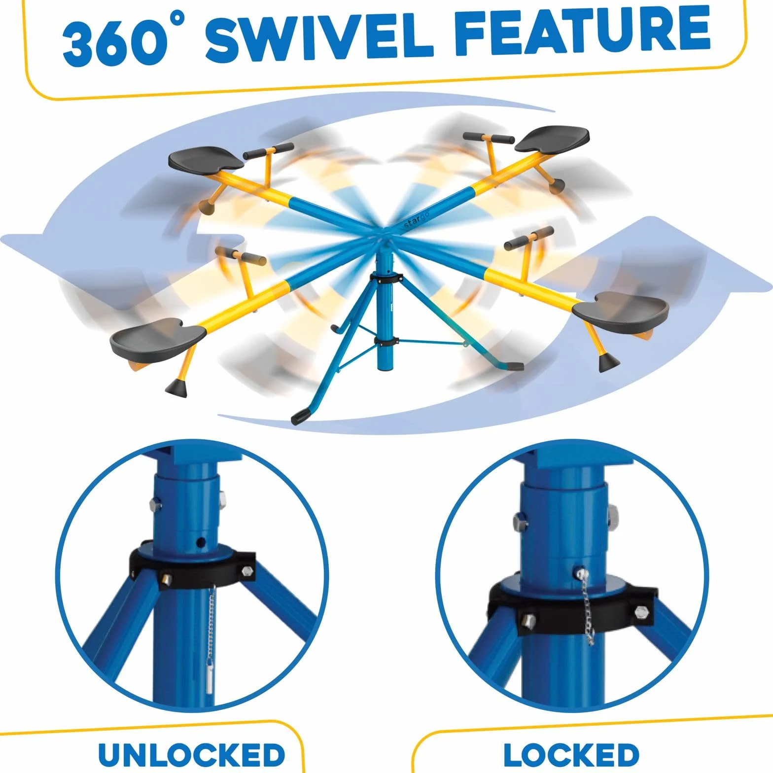 Stargo 360 Obrotowa Huśtawka dla Dzieci z Regulowaną Ramą 46-70”