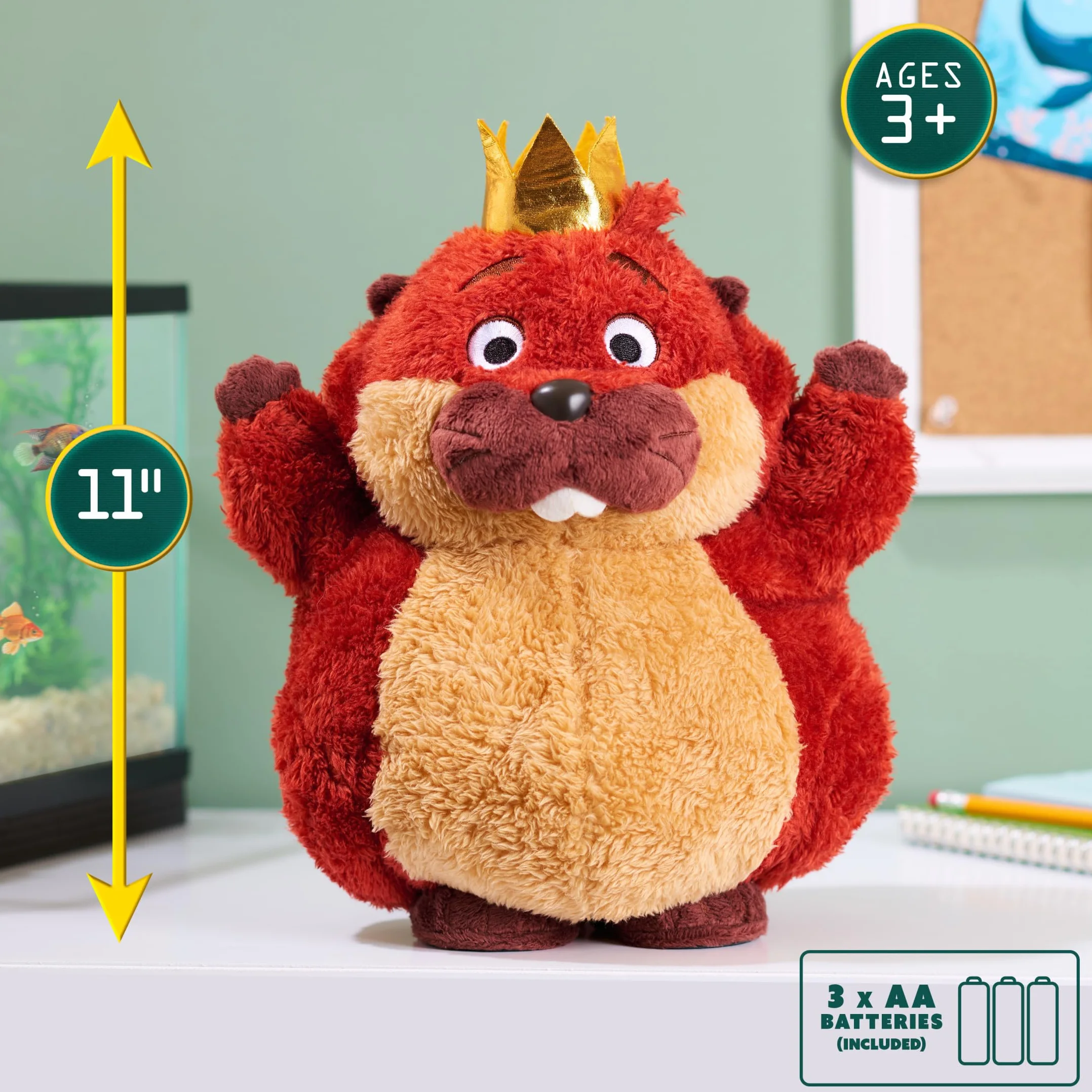 Disney i Pixar Hoppers King George 29 cm interaktywna pluszowa zabawka z muzyką i ruchem, pomysł na prezent dla dzieci, fanów filmu i miłośników przyrody, wiek 3+