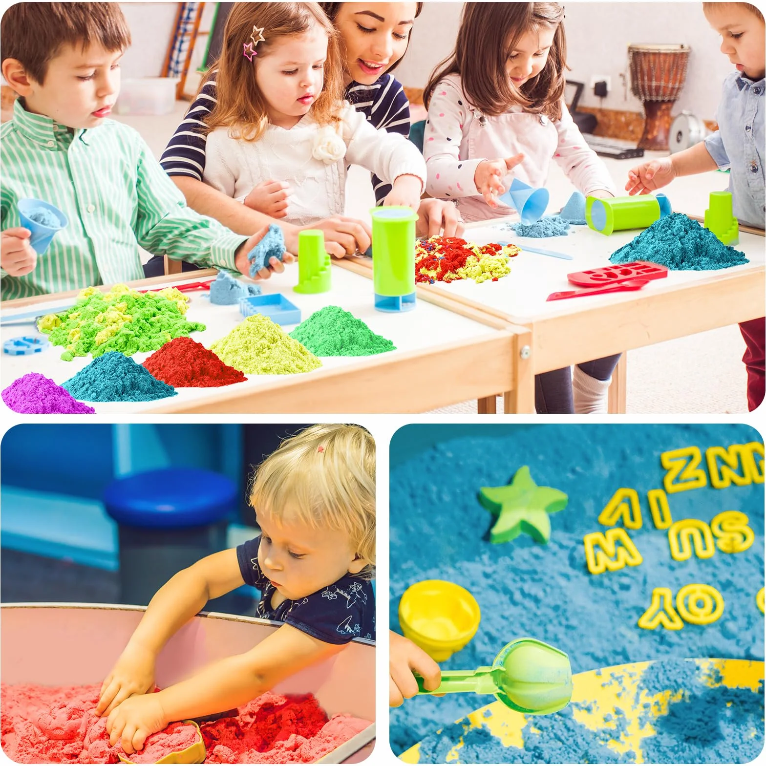 NiToy Magic Sand 5 kg zestaw 5 kolorów sensoryczna zabawka do piasku dla dzieci od 3 lat