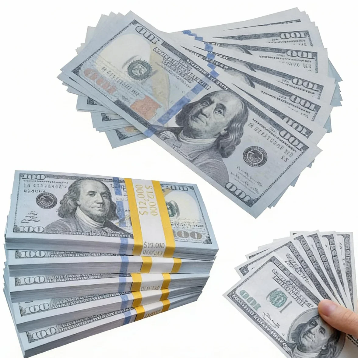 Prop Money - 120 arkuszy 100 $, banknoty do gry w dolarach, oryginalny rozmiar, banknoty dolarowe, pieniądze do zabawy dla dzieci, pieniądze do zabawy, dla dzieci na matematykę, liczenie i