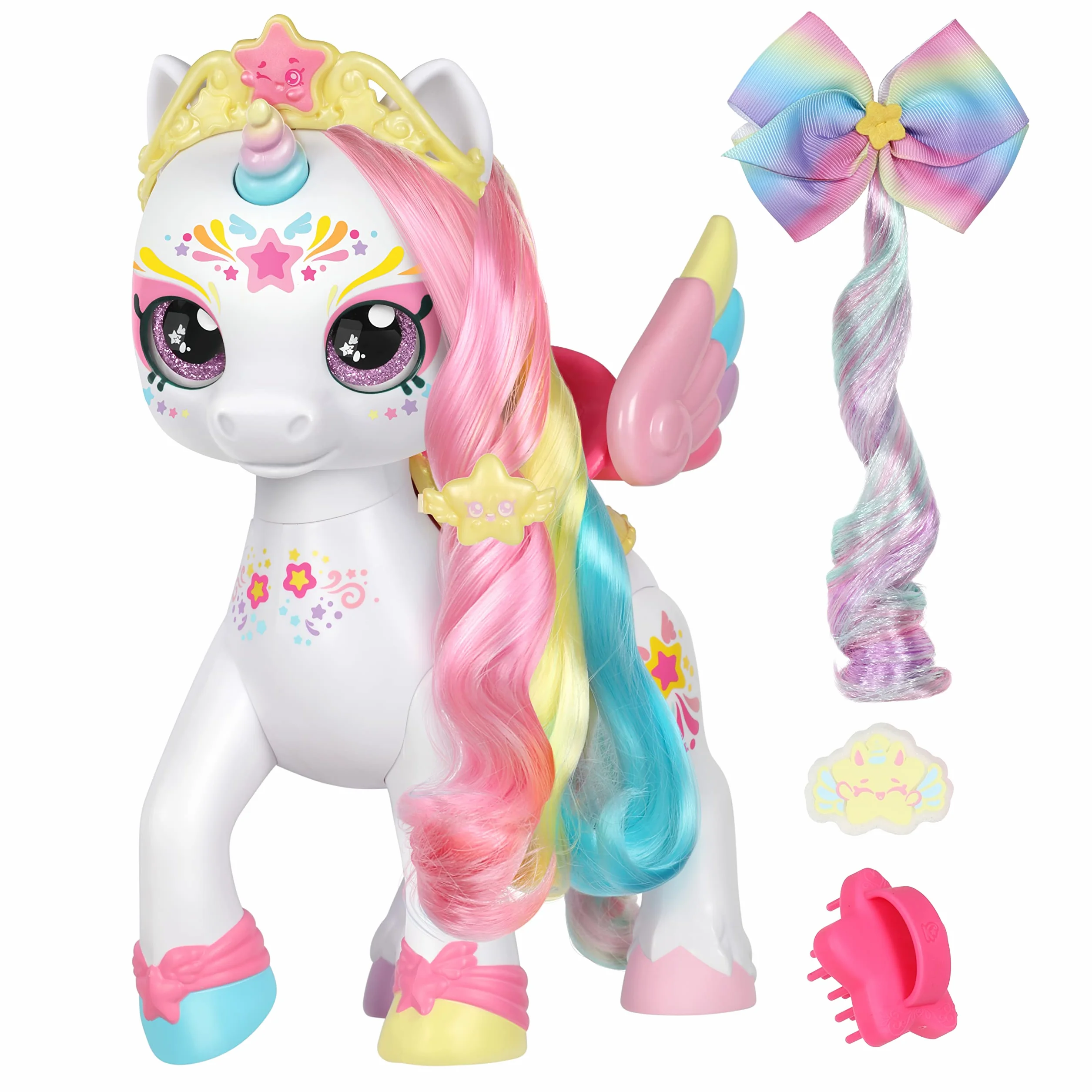 Kindi Kids Secret Saddle Makeup Dress. 1 magiczna gąbka. Akcesoria do szczotkowania i stylizacji grzywy jednorożca można znaleźć w jego siodle, 50247, Wielokolorowy, M