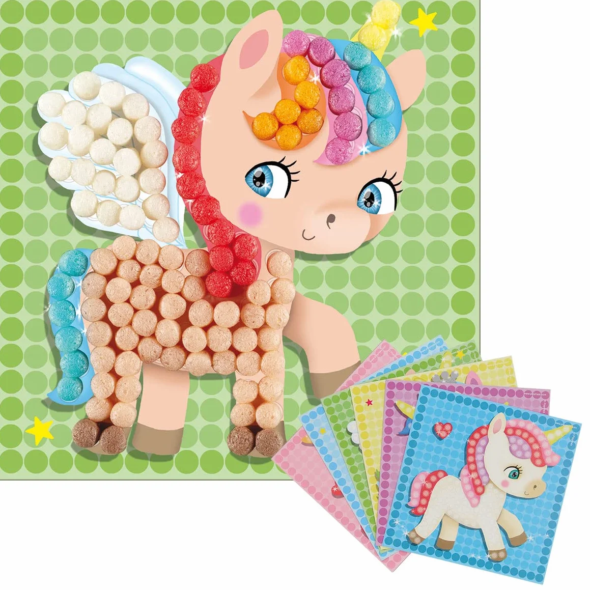 PlayMais MOSAIC Dream Unicorn kreatywny zestaw do majsterkowania dla dzieci od 5 lat | ponad 2300 sztuk i 6 samoprzylepnych obrazów mozaikowych z jednorożcami | wspiera kreatywność i motorykę
