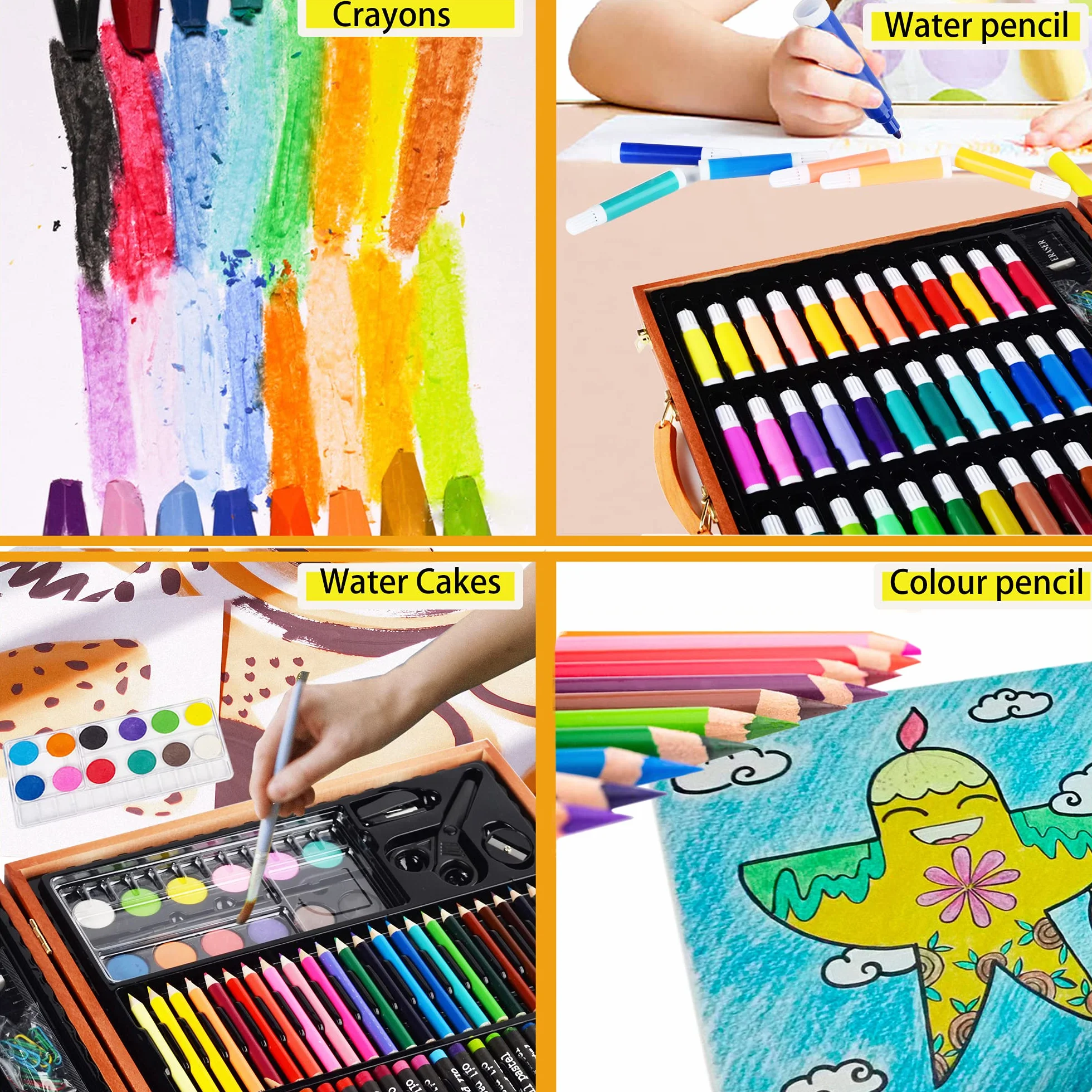 KINSPORY 150 PCS Zestaw artystyczny dla dzieci, Deluxe Pudełko do malowania, Kolorowanie Rysowanie Przybory artystyczne Prezent dla artystów Nastolatki Chłopcy Dziewczynki 4 5 6 7 8 9 10 11 12