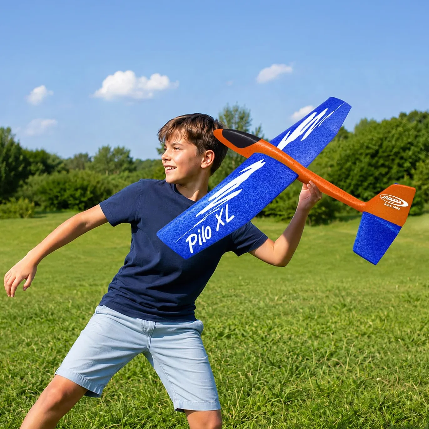 JAMARA 460485 – ślizgacze piankowe 2 w 1 – Pilo XL – super lekkie (160 g), prawie niezniszczalne, przestawiana wysokość do pętli lub poślizgu, rozpiętość skrzydeł 86 cm