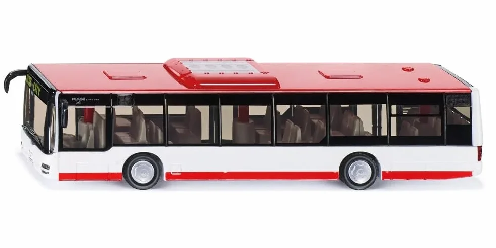 Siku 3734, Autobus miejski, 1:50, Metal,Tworzywo sztuczne, Otwierane drzwi, Czerwony,Biały