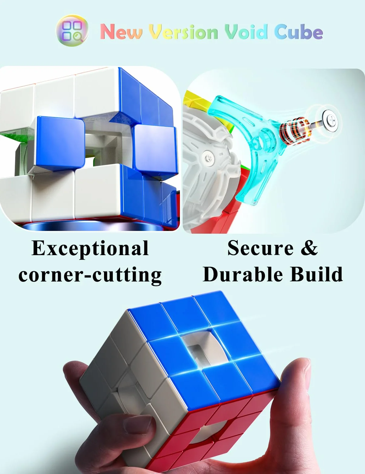 ROXENDA 3x3 speed cube pro magic cube - bez naklejek 3x3x3 pusta magiczna kostka z płynnym mechanizmem obrotowym, puzzle 3D z kolektorem Speed Cube