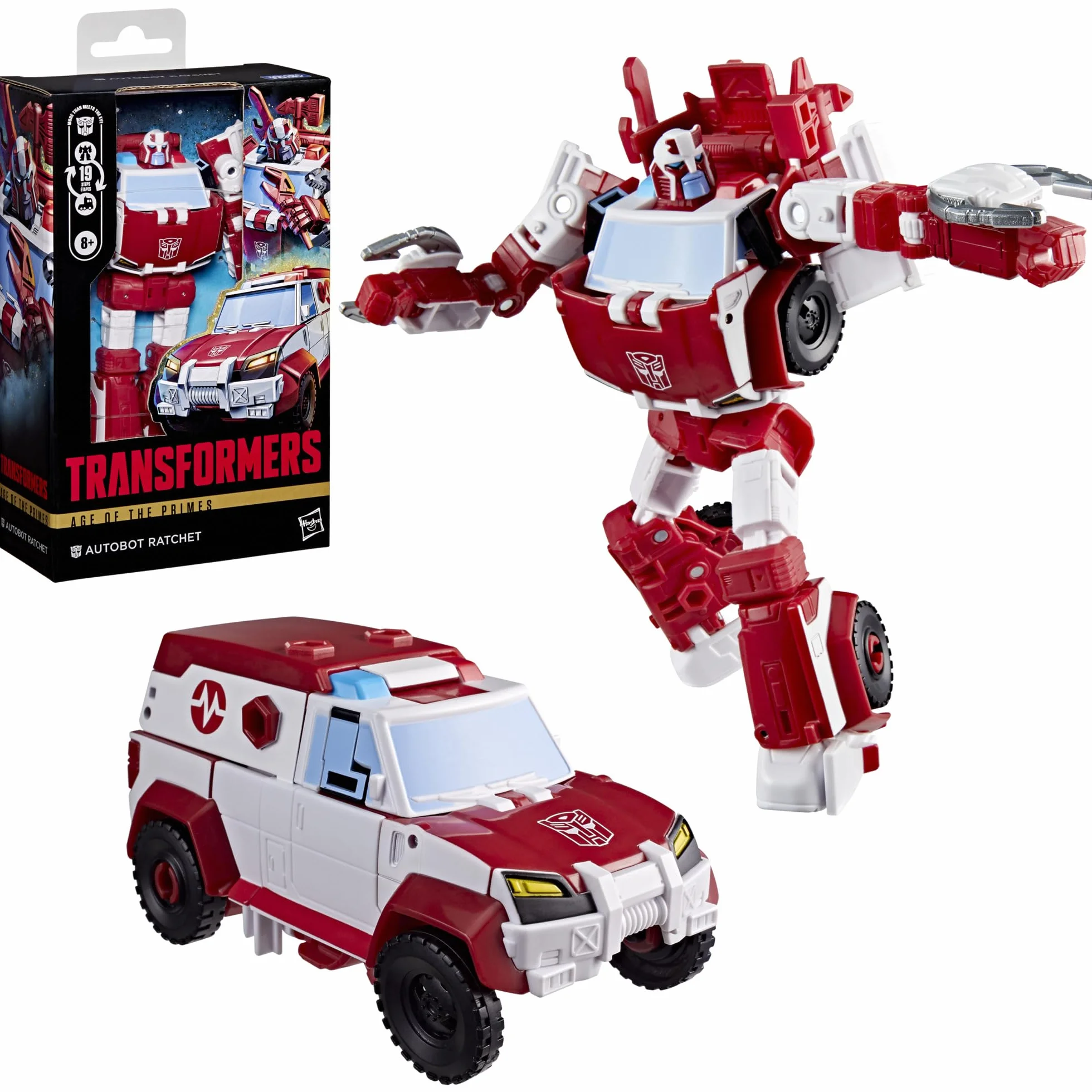 Autobot Ratchet z kolekcji Transformers: Age of the Primes, 14,5-centymetrowa przekształcająca się figurka klasy Deluxe, zabawkowe roboty dla dzieci w wieku od 8 lat