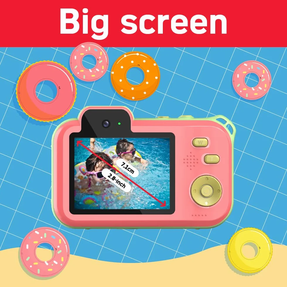 AgfaPhoto Realikids Cam Waterproof 2 - wodoodporny aparat dziecięcy 12 MP, wideo HD, tryb selfie, filtry i ramki, wbudowane gry, bateria litowa - czerwony