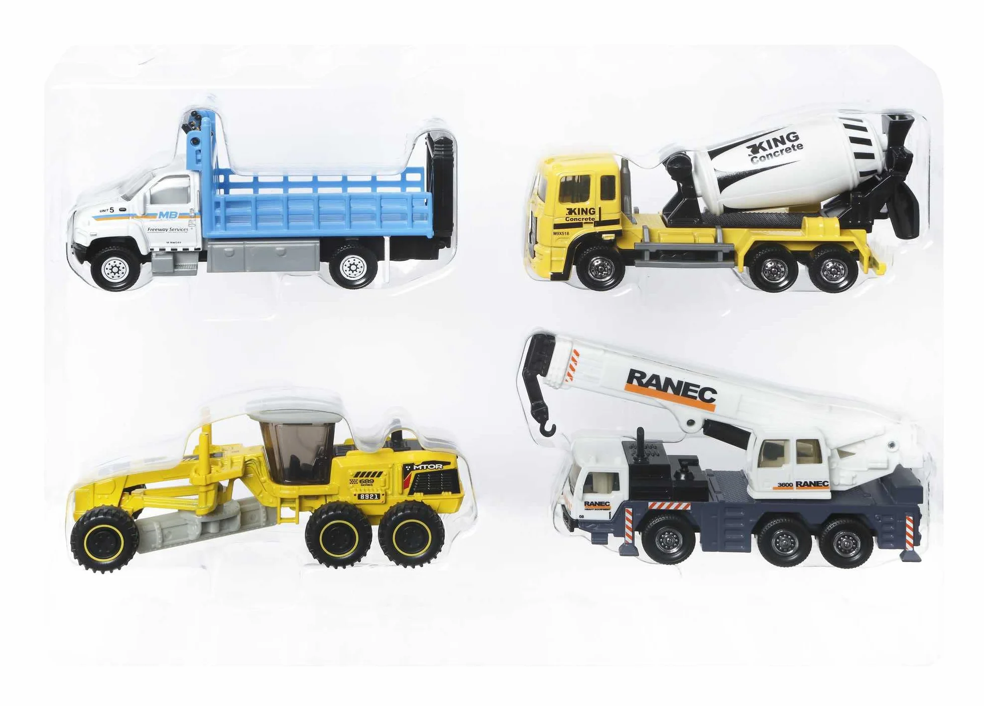 Matchbox Working Rigs Wielopak, 4 ulubione zabawkowe ciężarówki z ruchomymi elementami, dla dzieci od 3 roku życia i dorosłych kolekcjonerów, HCC07
