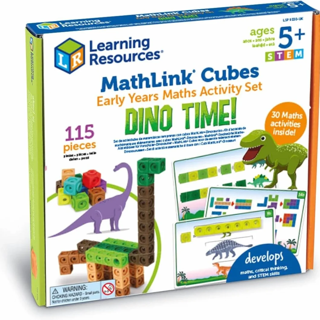 Learning Resources MathLink Kostki Dino Czas Wczesne Matematyka 115-Kawałek Aktywność Zestaw