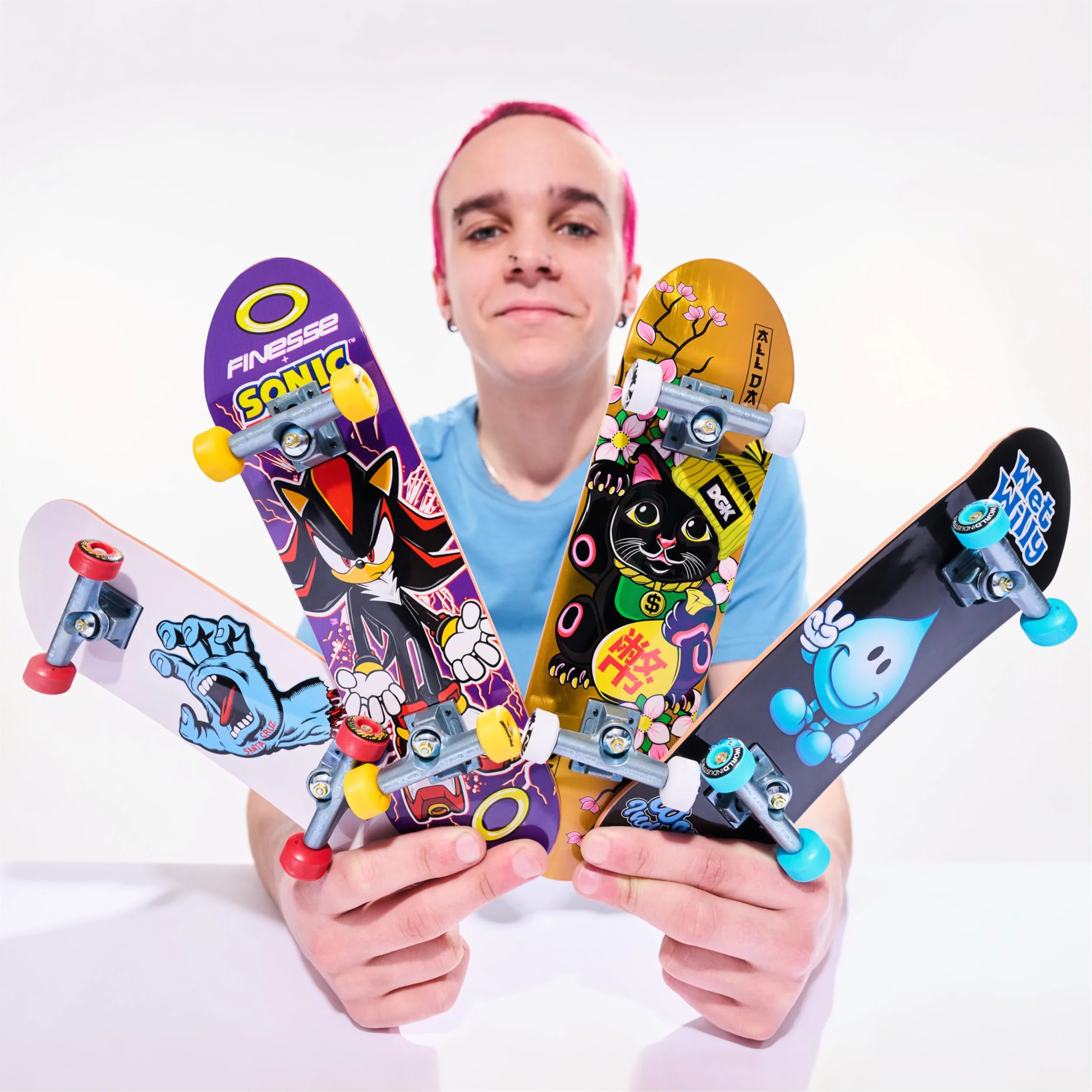 Tech Deck, Handboard Santa Cruz; Autentyczne mini deskorolki, zabawki dla dzieci dla chłopców i dziewczynek, od 6 lat (tylko do użytku ręcznego)