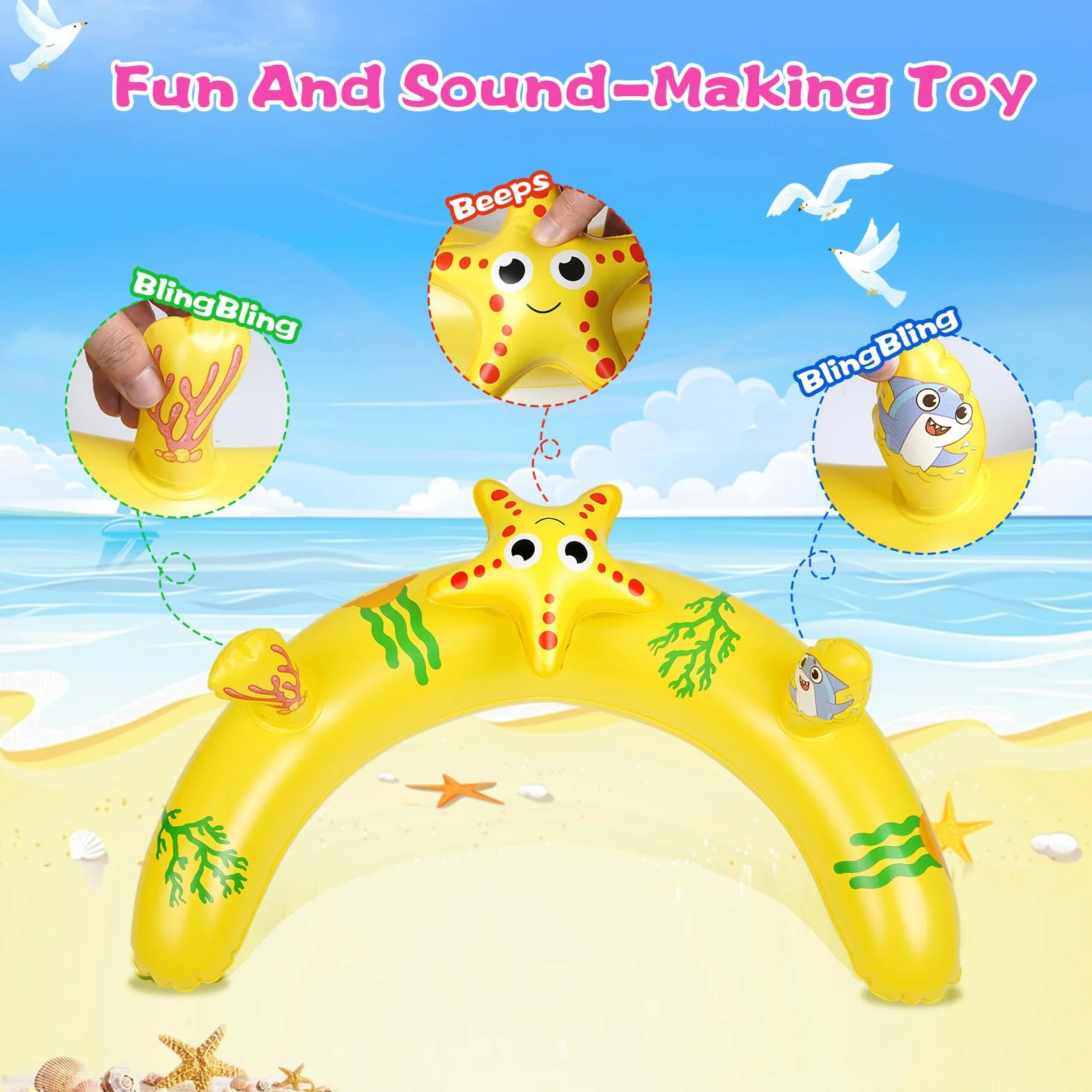 AivaToba Błoto basenowe dla niemowląt z podwójną poduszką powietrzną i dachem słonecznym Upf50+ i zdejmowanym siedziskiem basenowym dla dzieci w wieku 6-24 miesięcy