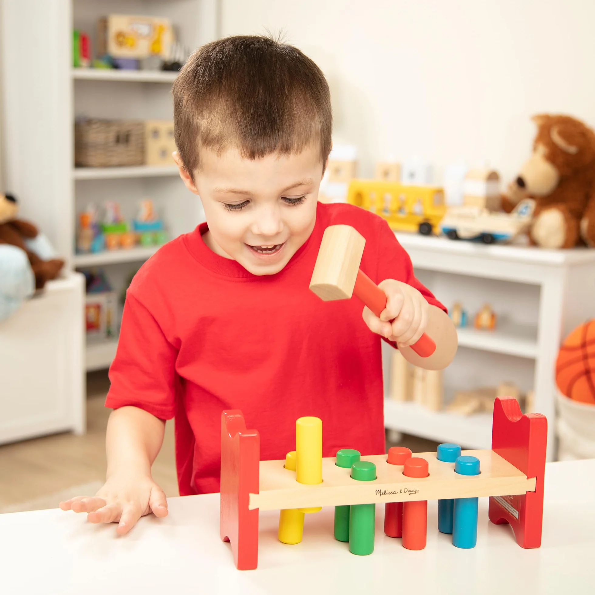 Melissa & Doug Deluxe drewniana zabawka Pound-A-Peg z młotem - certyfikat FSC