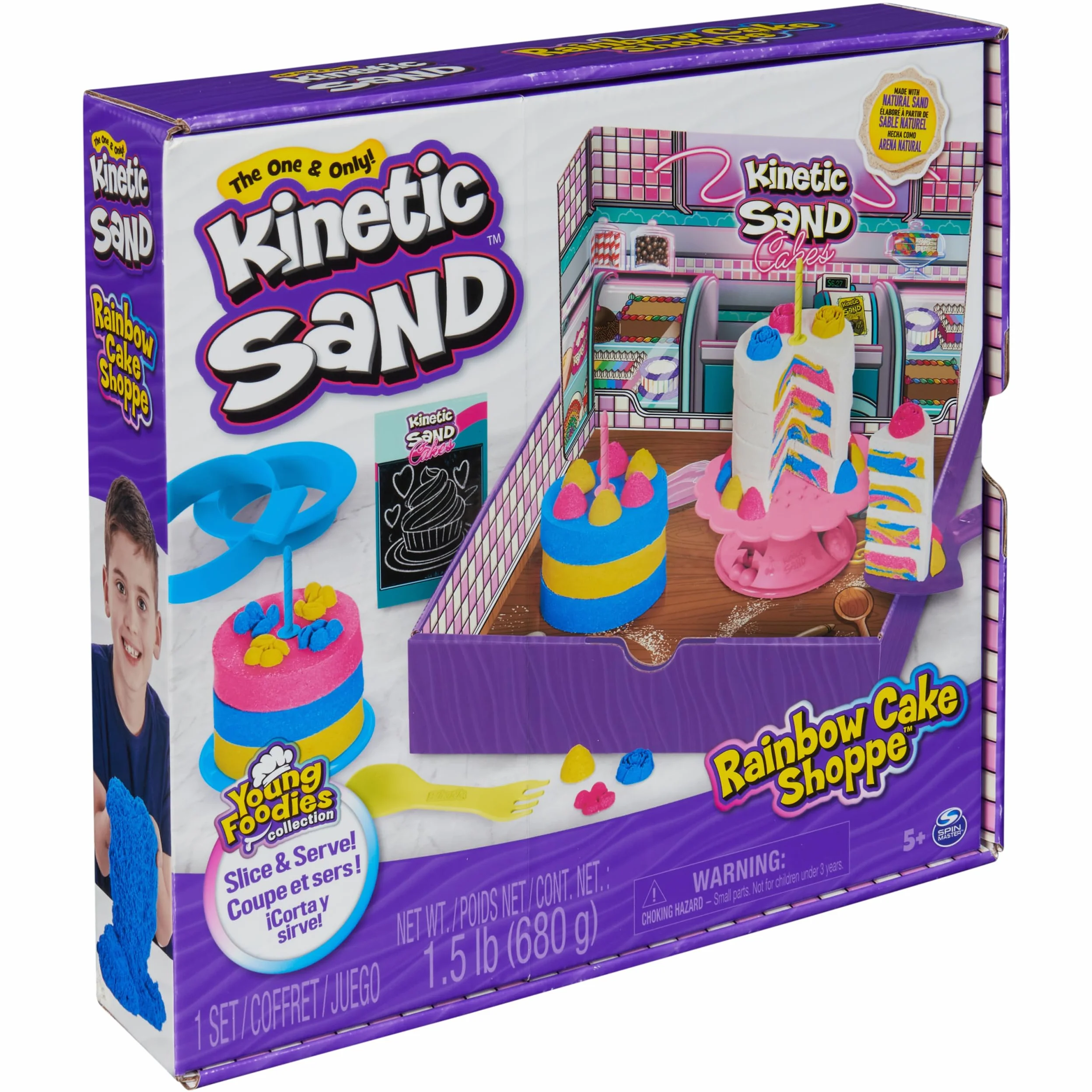 Kinetic Sand MAGICZNY Piasek - Rainbow Cake SHOPPE - 680g żółtego, różowego, niebieskiego i białego piasku waniliowego - zestaw rękodzieła dla dzieci zabawki sensoryczne - 6068029 - Zabawki dla dzieci