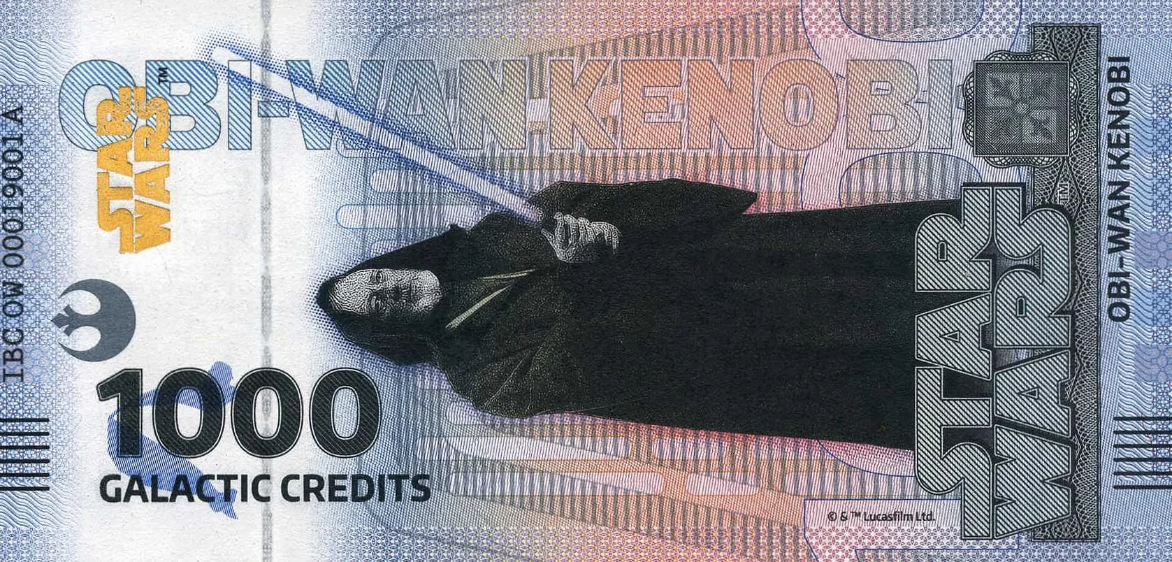 Gwiezdne Wojny Trylogia Bilet Oryginalny OBI WAN Kenobi ze złotym hologramem