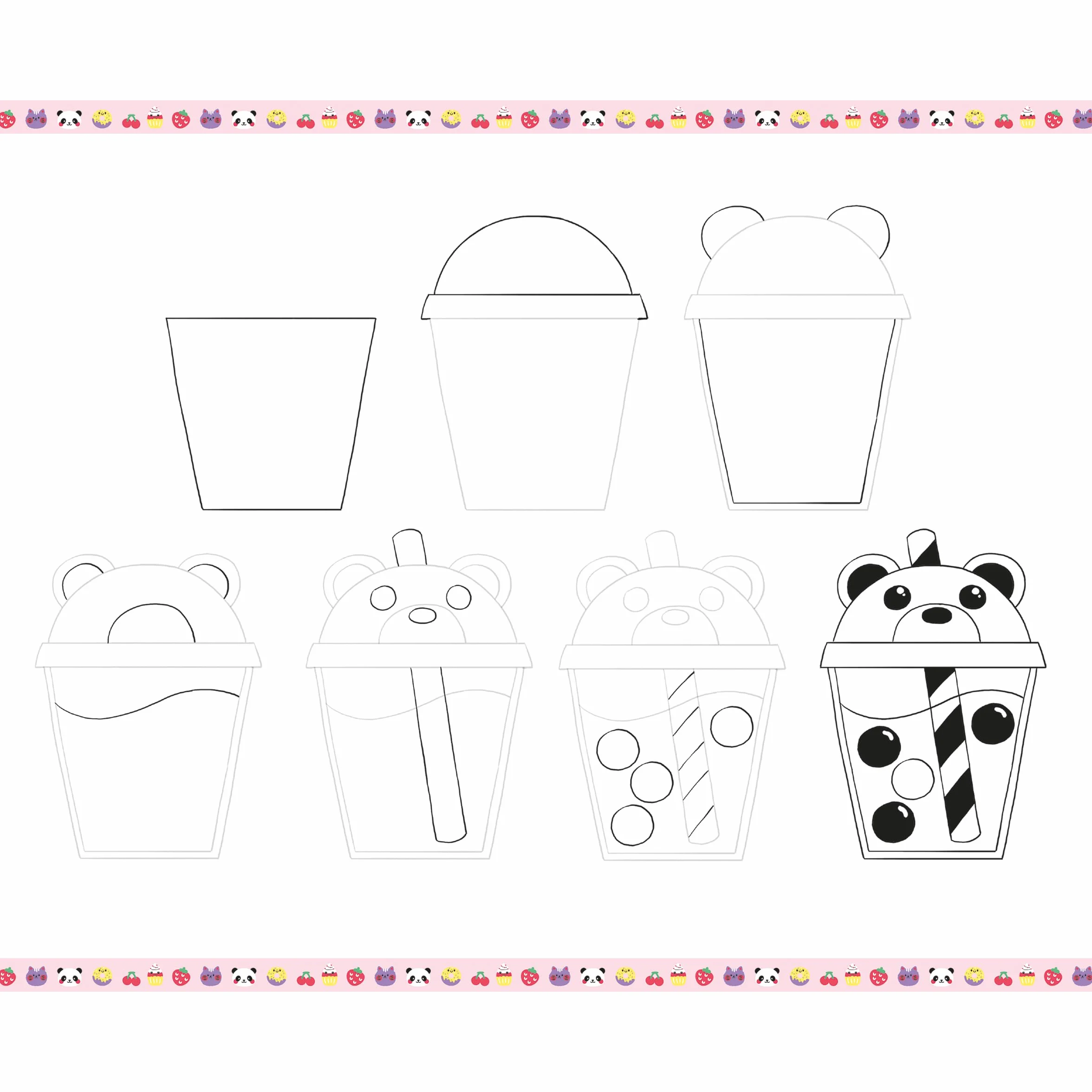 Janod - Step by Step Drawing - Naucz się rysować - 20 modeli Kawaii - Zestaw rysunkowy dla dzieci - Nauka rysowania i koncentracji - Od 6 lat - J09156