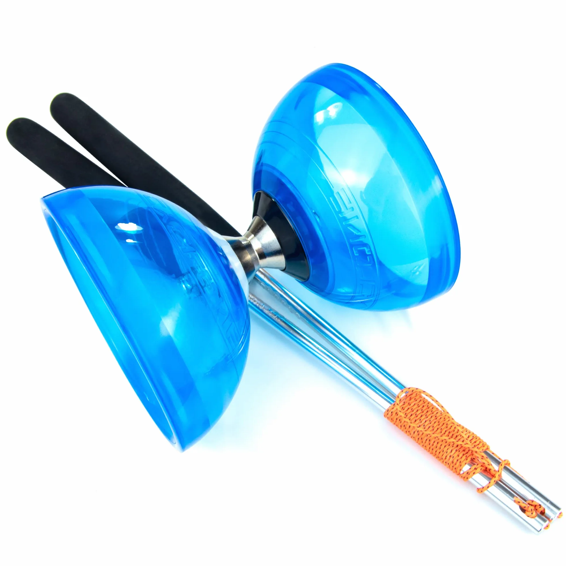 Juggle Dream Cyclone Quartz zestaw do żonglerki Diabolo – profesjonalny bieg z łożyskiem kulkowym, w zestawie aluminiowe pręty, film edukacyjny online – zabawka do żonglowania (niebieski)