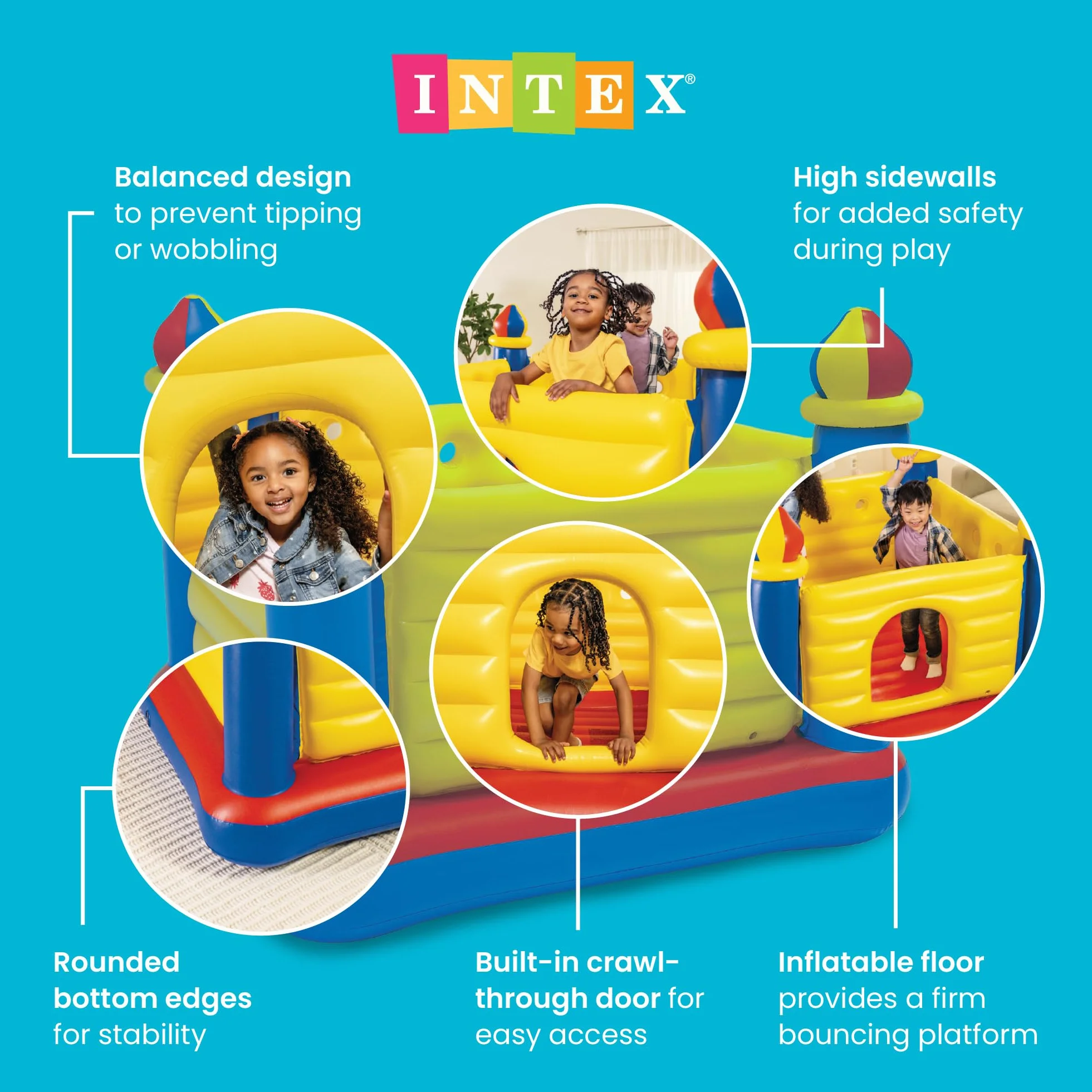 Intex 48259NP Jump-O-Lene Castle Bouncer nadmuchiwany zamek dmuchany, 175 x 175 x 135 cm