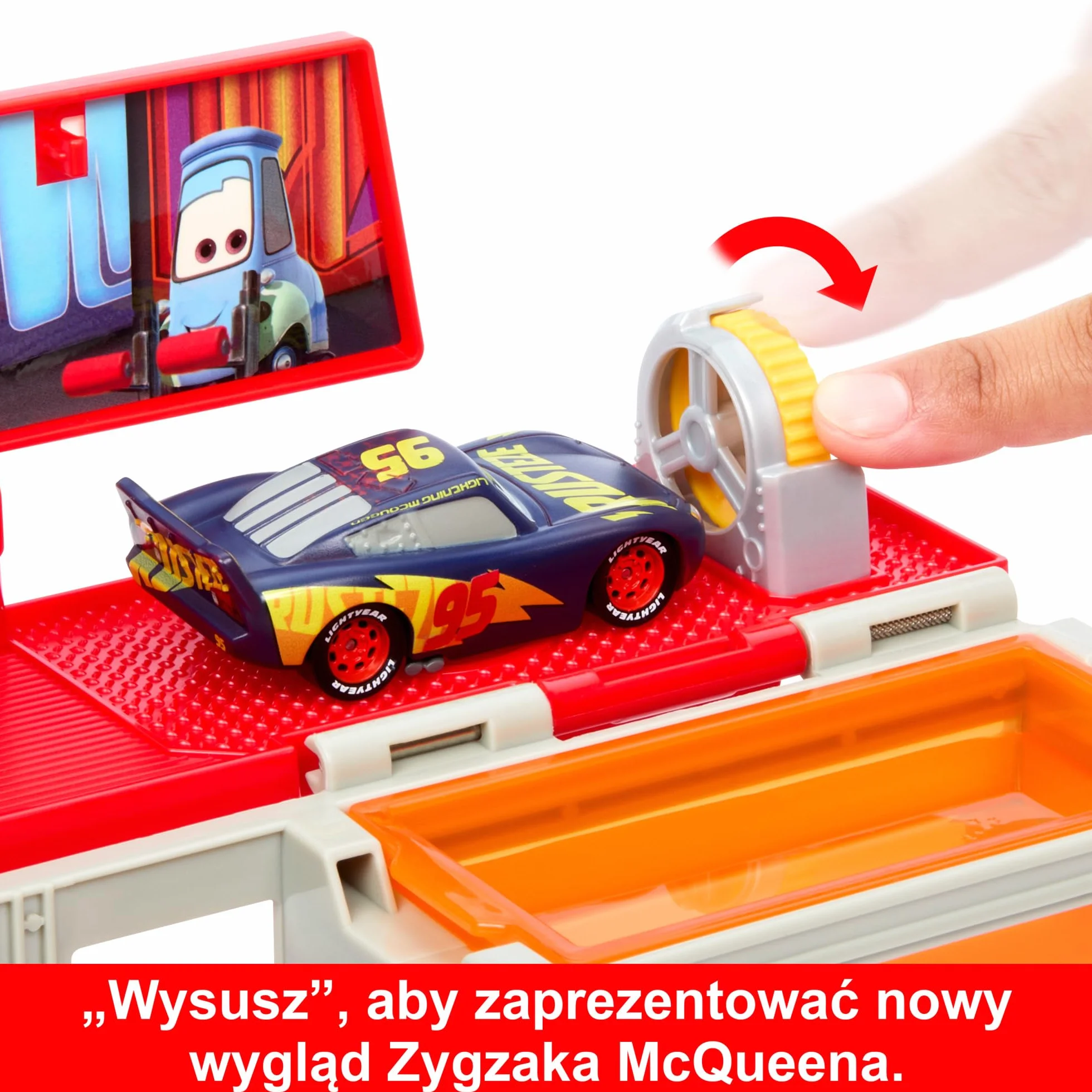 Mattel Cars Auta Maniek HPD82 Zestaw z transporterem zmiana koloru Zygzak McQueen