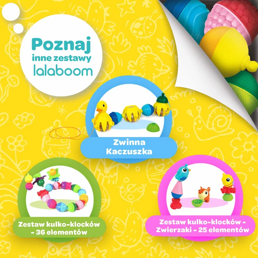Trefl, Lalaboom - Kulko-klocki Sensoryczne, Zwierzątka - Zestaw 24 Elementów, Zabawka 4w1, Klocki dla Maluchów, Rozwój Motoryczny, Bezpieczna Zabawka Edukacyjna dla Dzieci od 10 miesięcy