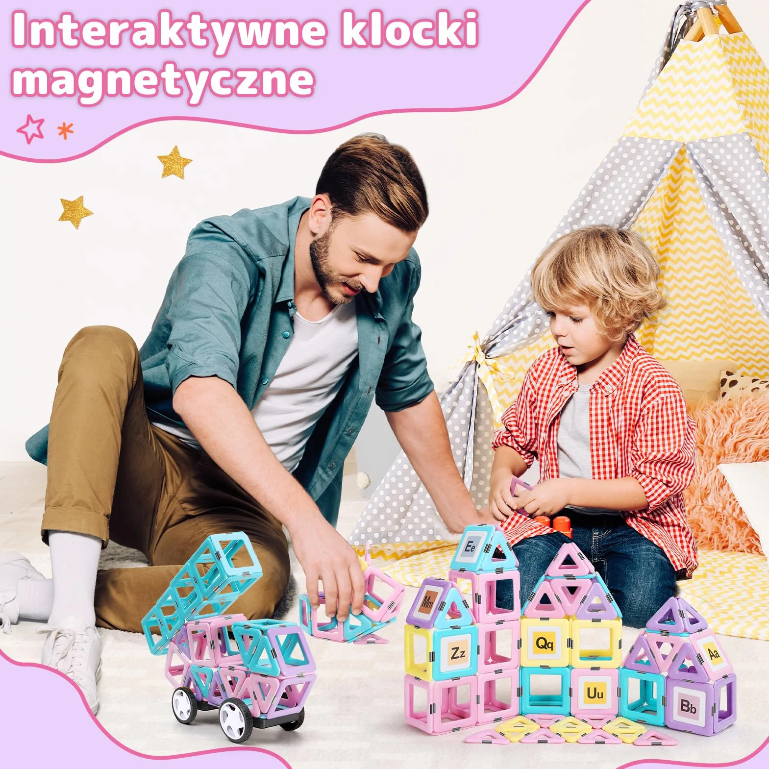 Magnetyczne klocki konstrukcyjne 120 PCS Zestaw płytek dla dzieci edukacyjne zabawki
